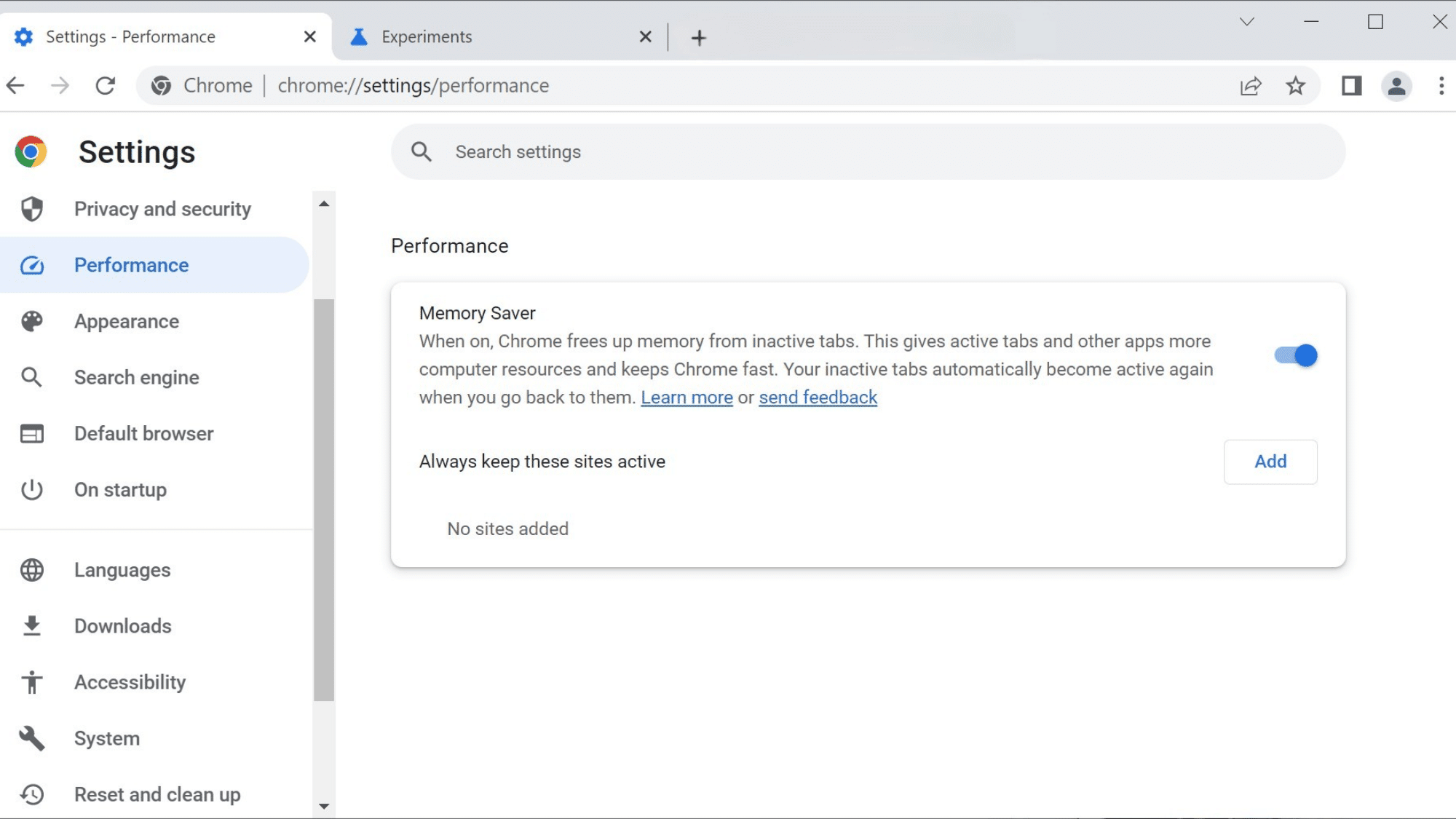 enable memory saver if available