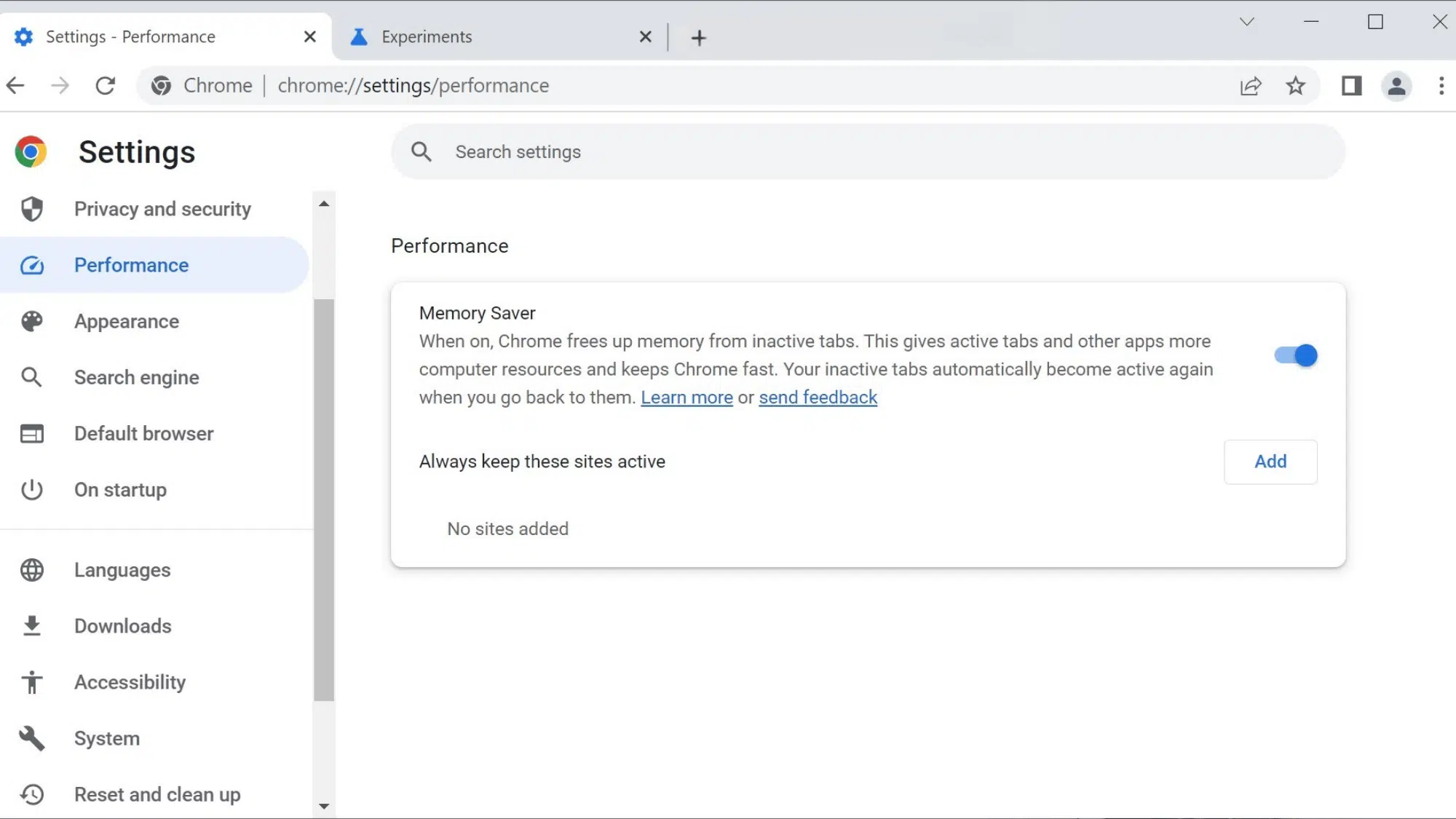 enable memory saver if available