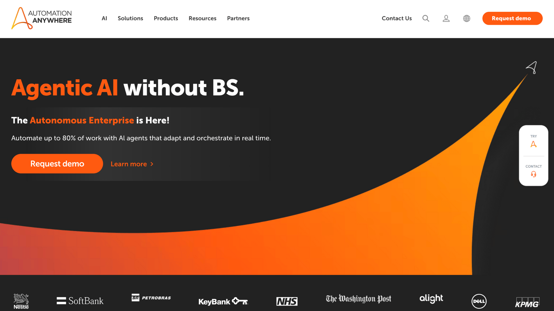 home page of automation anywhere automation process tool website