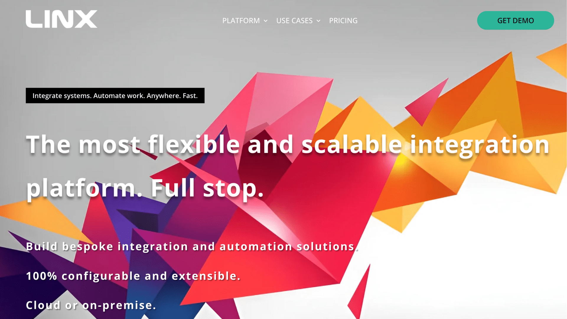 home page of company linx that is a cloud integration platform