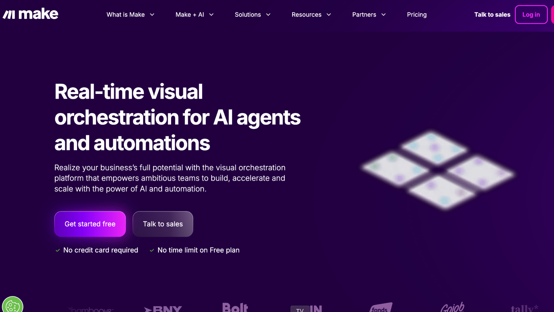 home page of company make formerly integromat that is a cloud integration platform