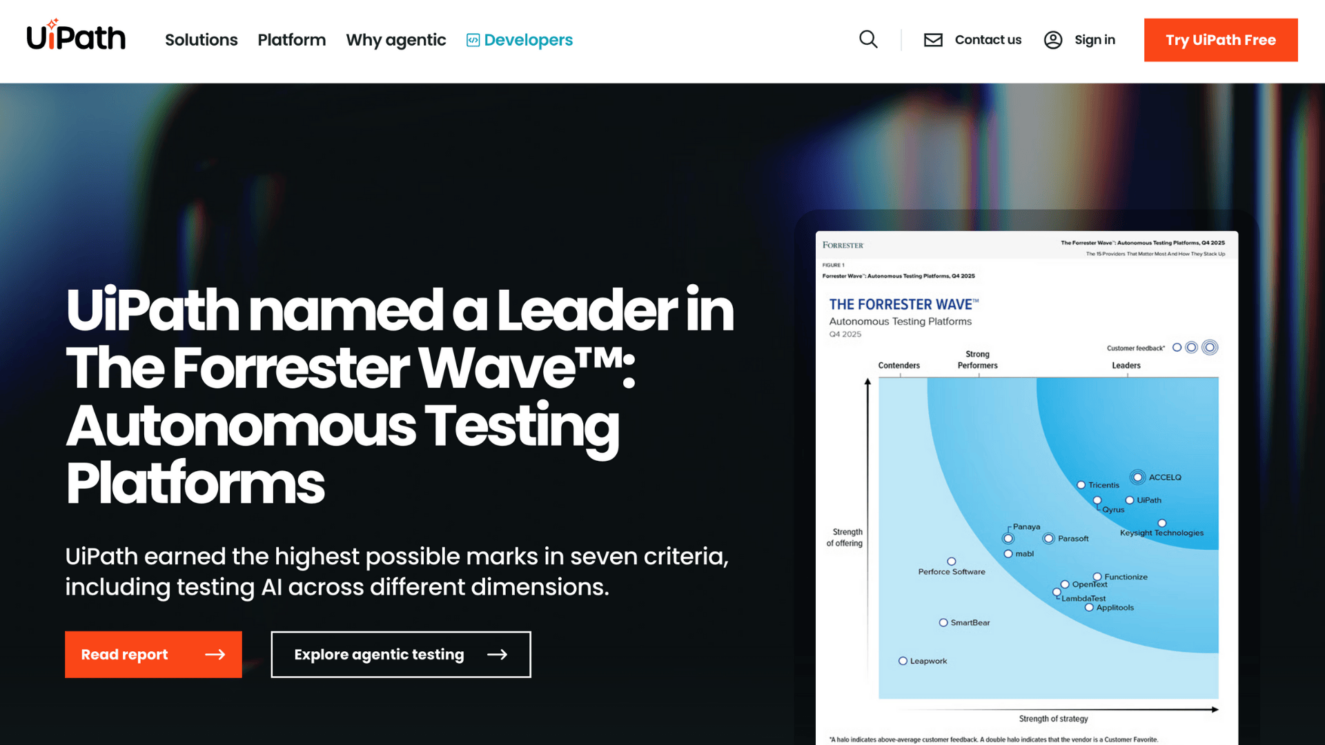 home page of uipath automation process tool website