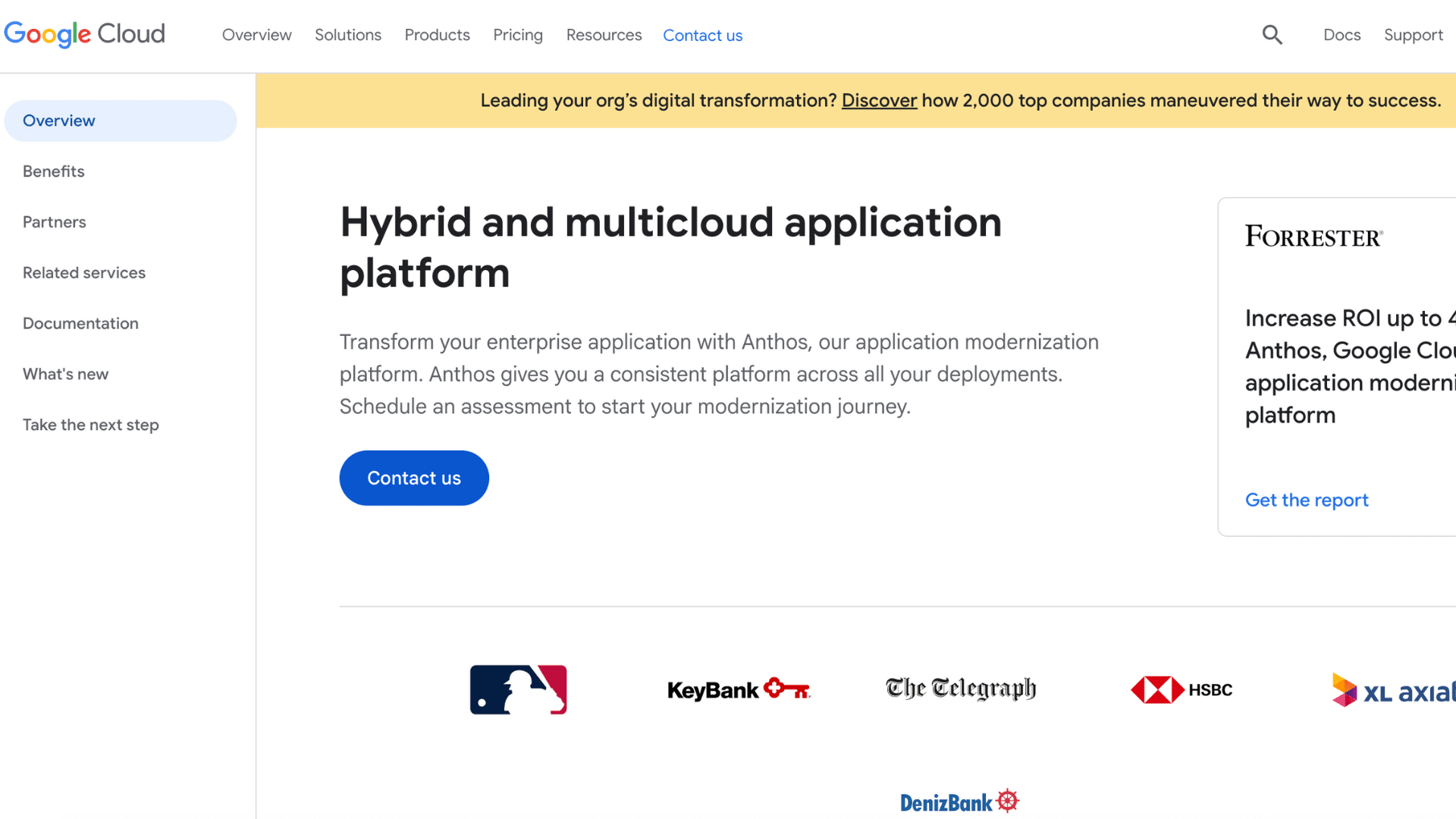 homepage of google anthos a leading managed hybrid cloud hosting solution
