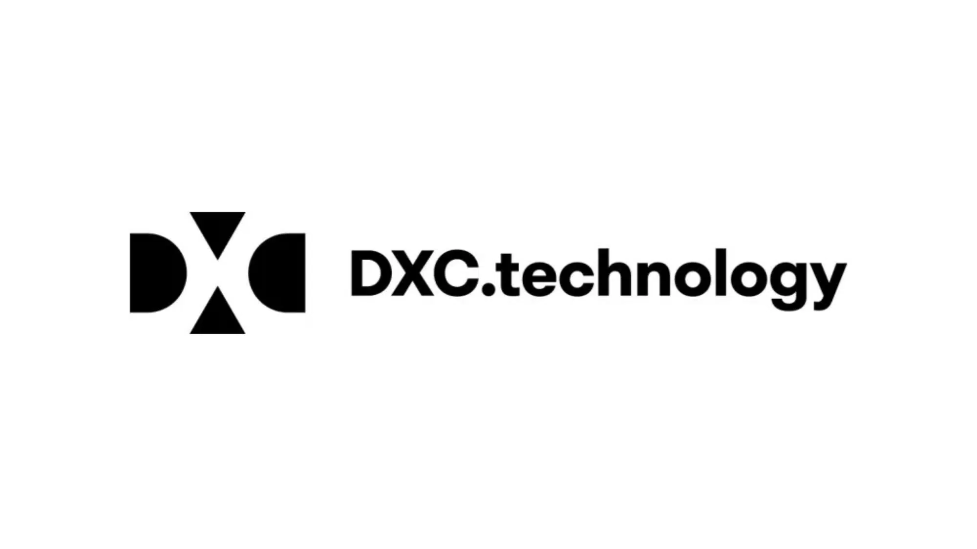 black dxc technology logo on a white background