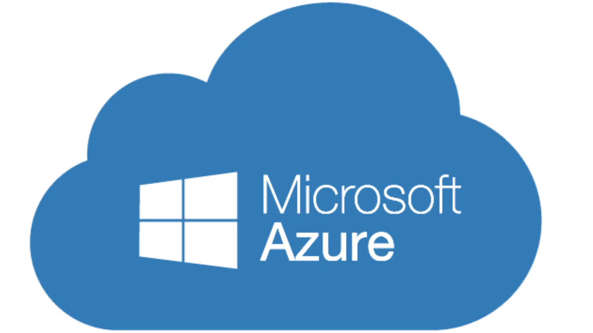 blue cloud graphic with the text microsoft azure and a windows logo