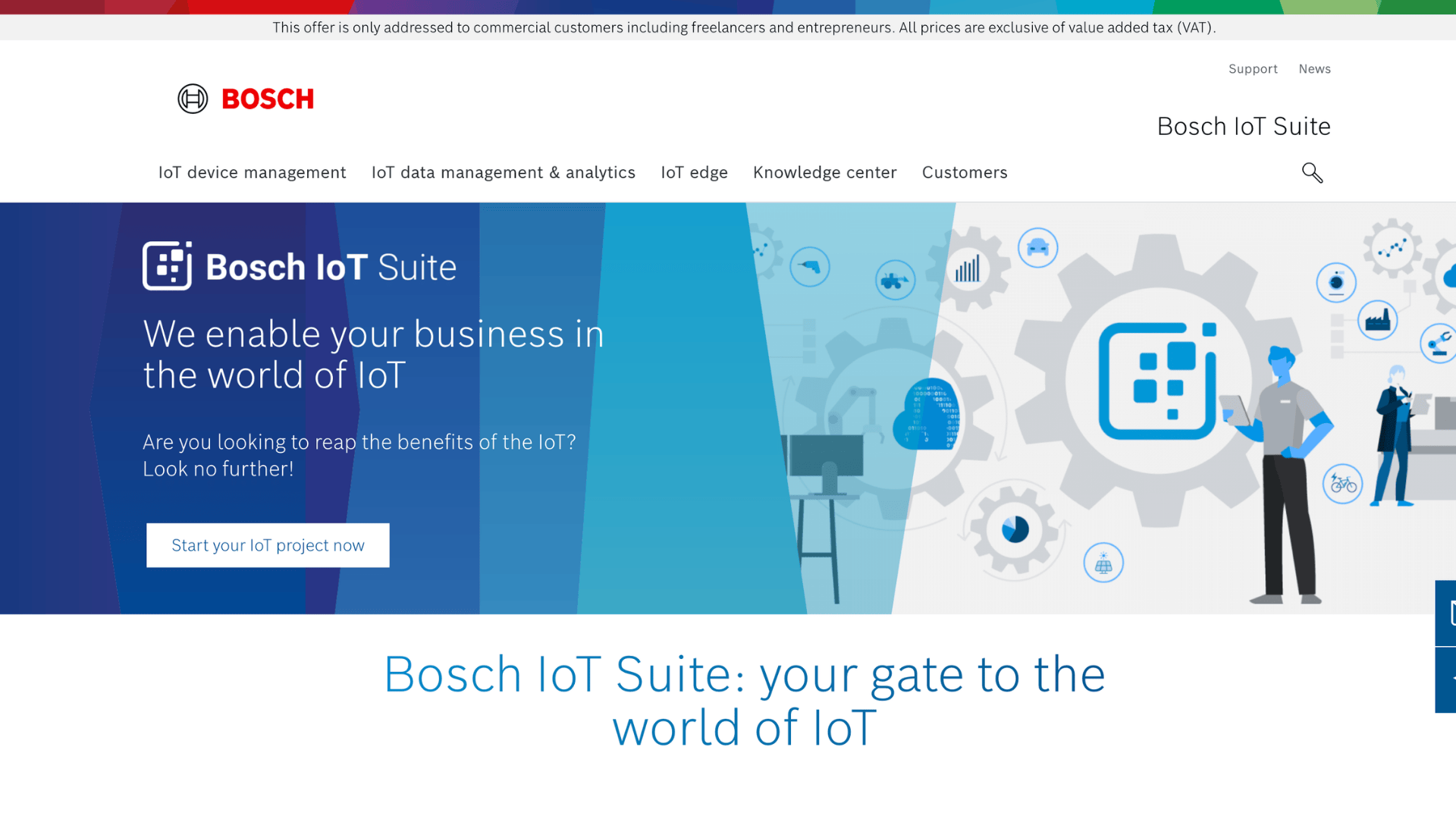 bosch iot suite homepage with enable your business in iot banner
