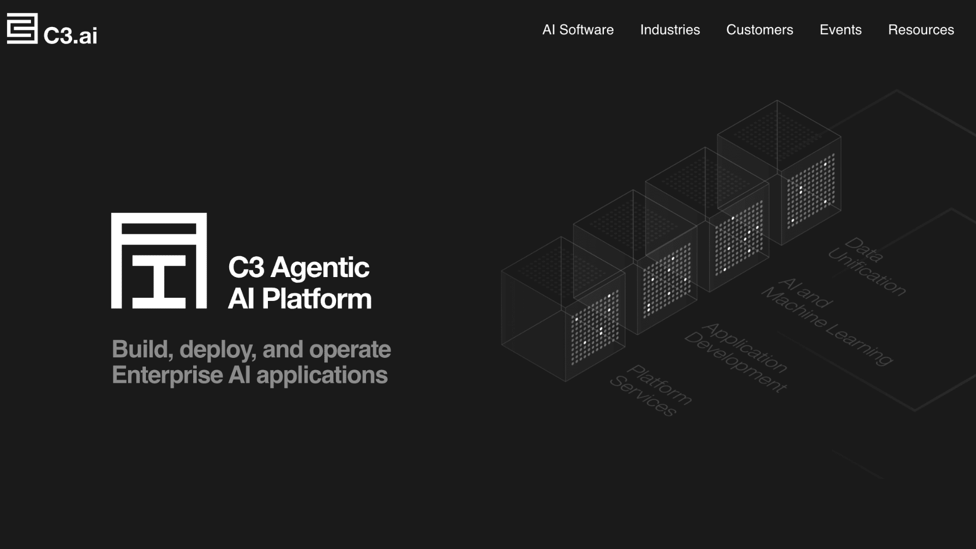 c3 ai c3 agentic ai platform homepage with enterprise ai application