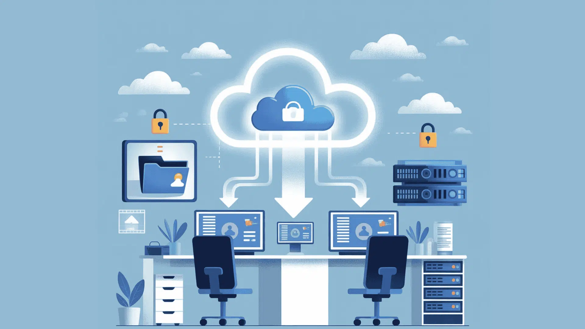 cloud based small business backup solutions connecting computers and secure servers