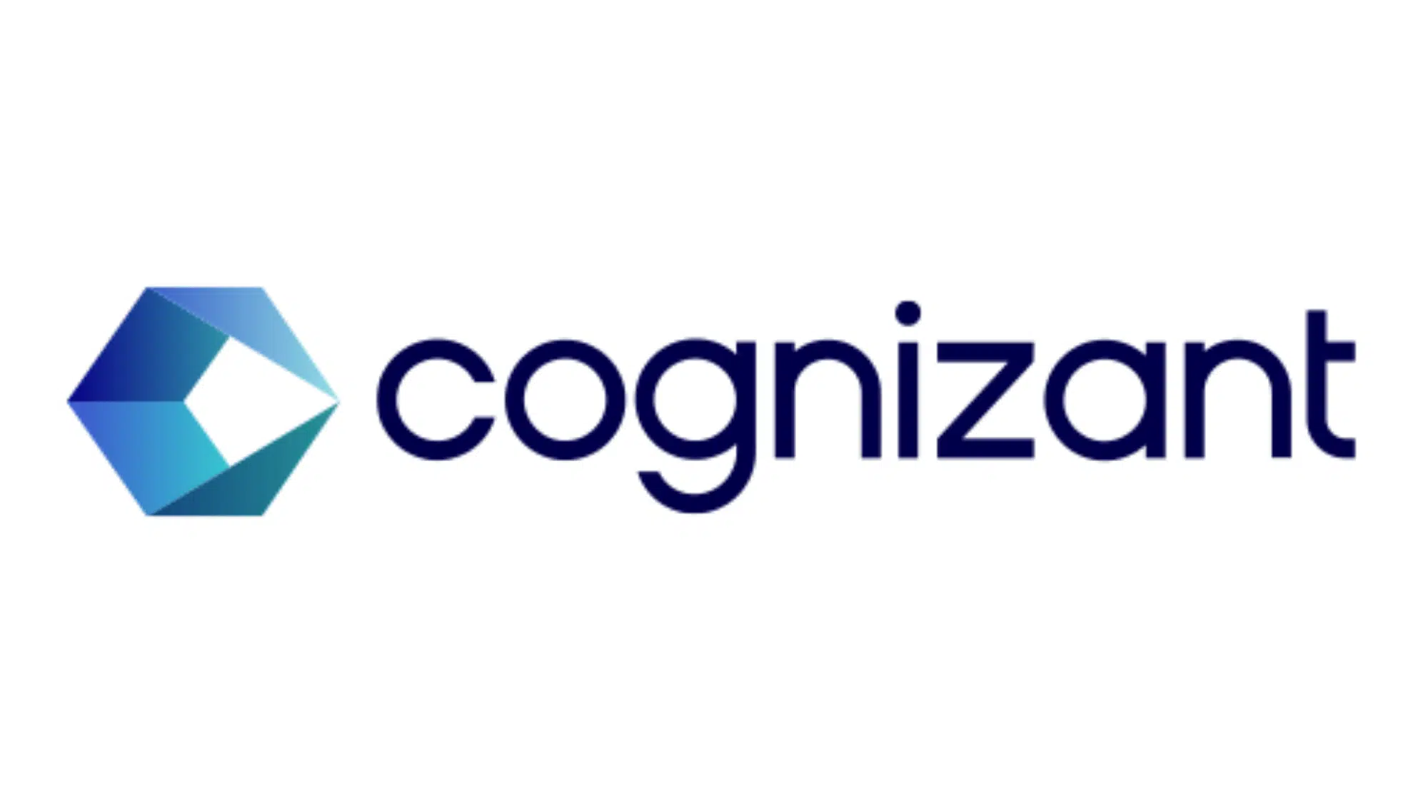 cognizant logo featuring a modern geometric blue hexagon followed by the company name in lowercase lettering