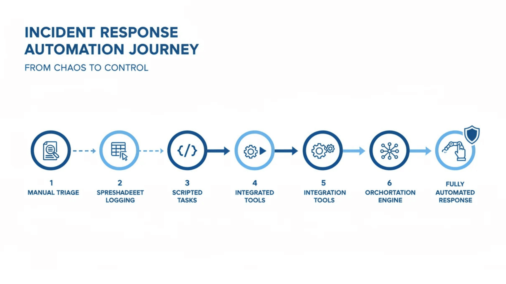 diagram shows incident response automation steps from manual to full automation
