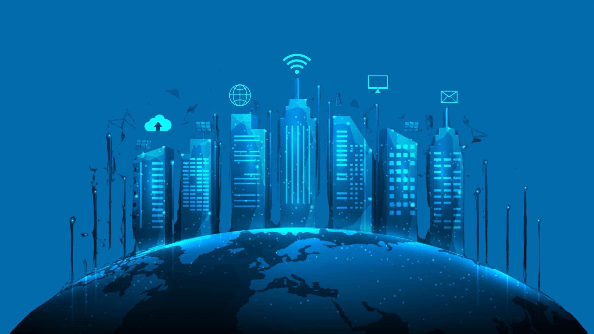 digital transformation solutions connecting smart citty with global network technology