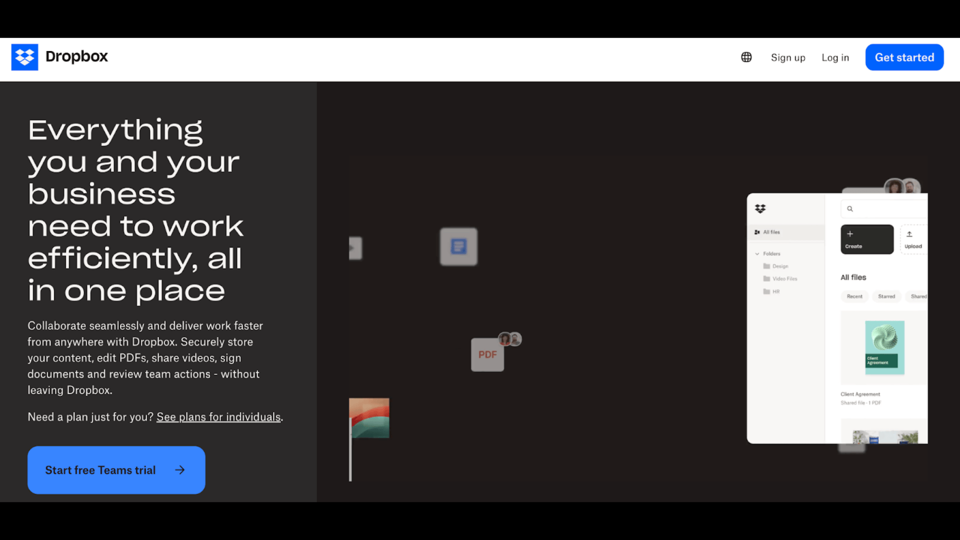 dropbox homepage dashboard