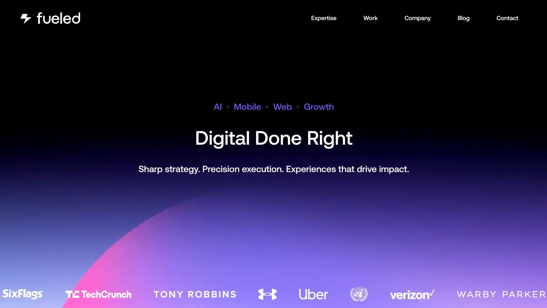 fueled homepage showcasing digital expertise and innovative strategies for android app development solutions