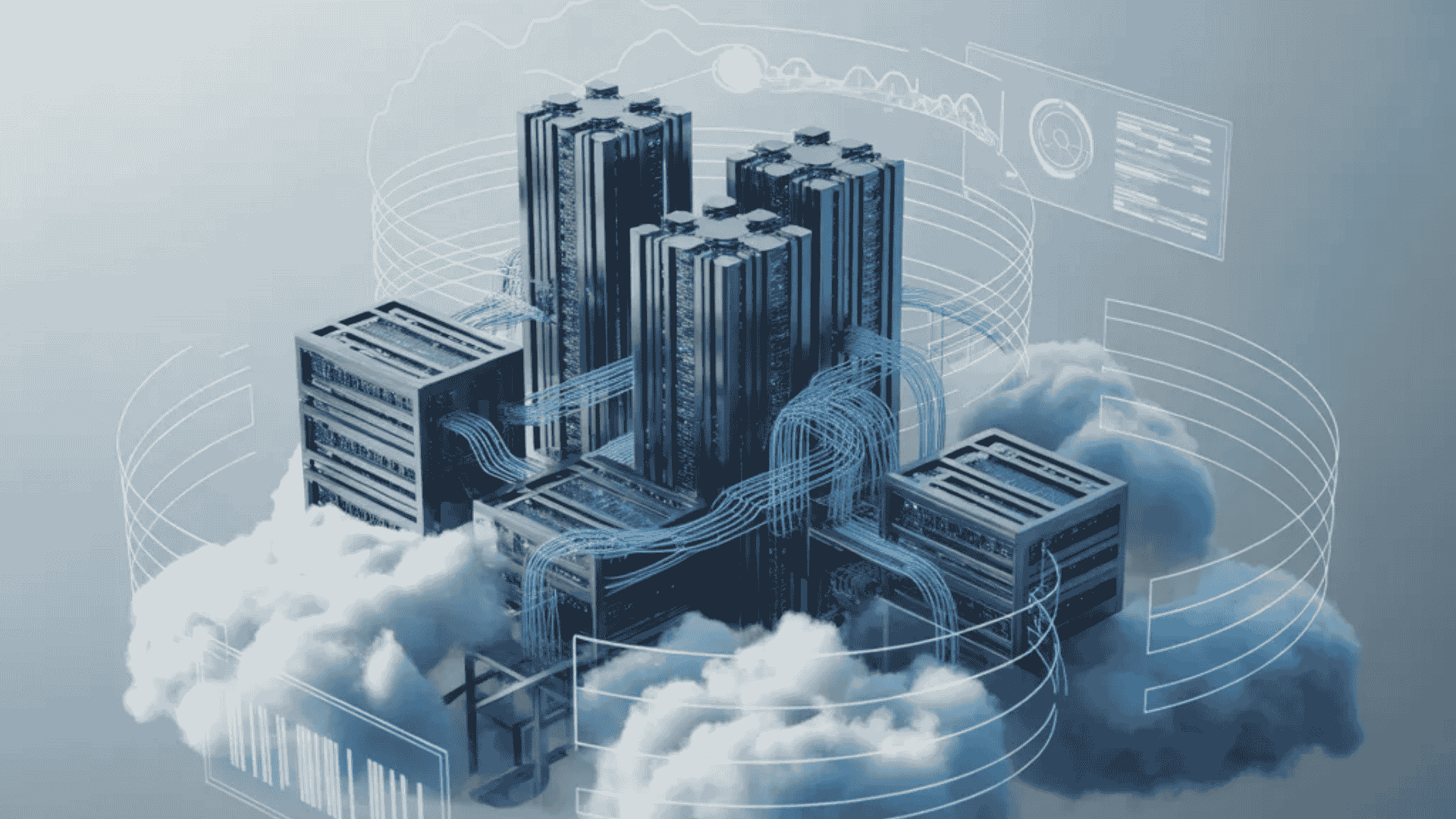 industrial cloud platform with data center connected by digital network lines