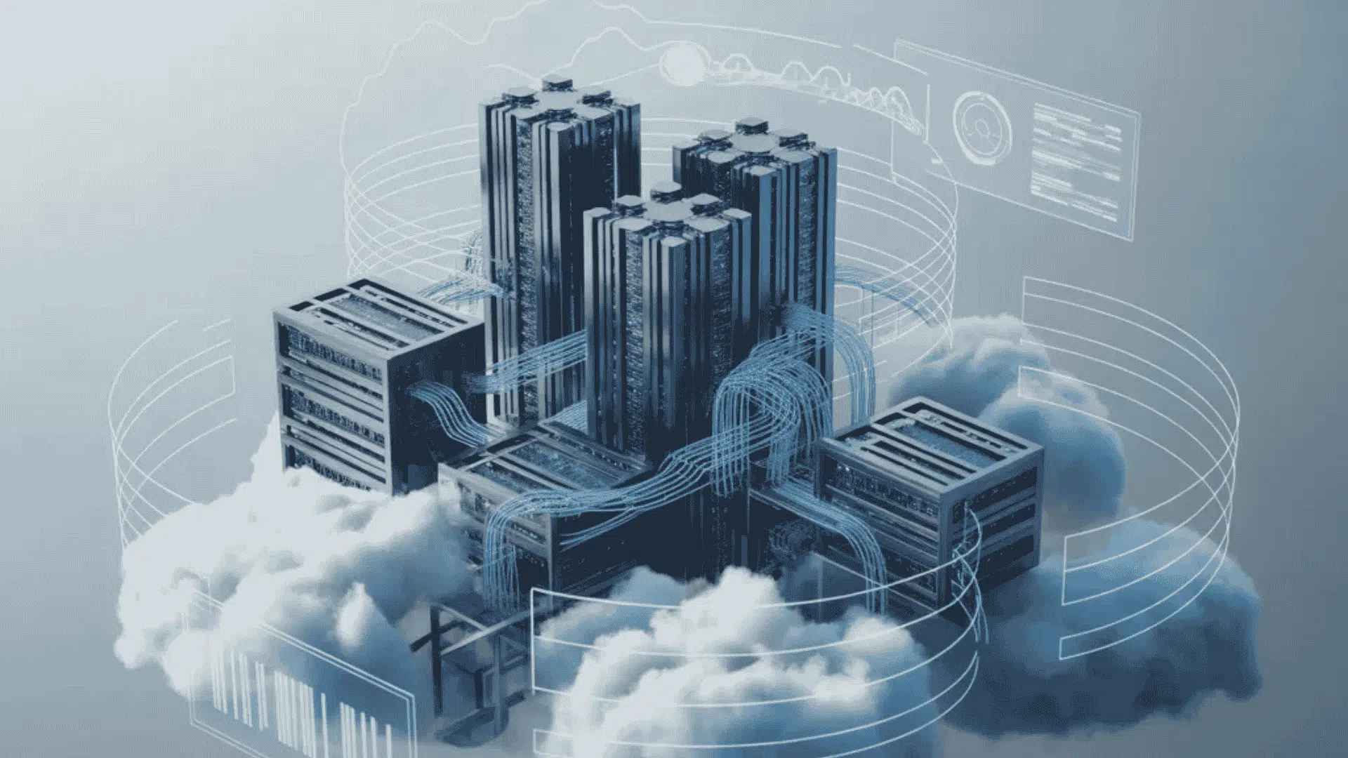 industrial cloud platform with data center connected by digital network lines