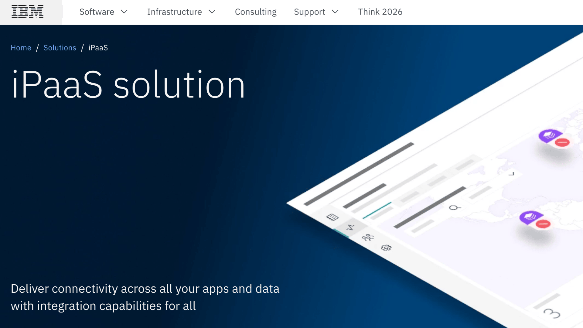 ipaas solution homepage with integration dashboard