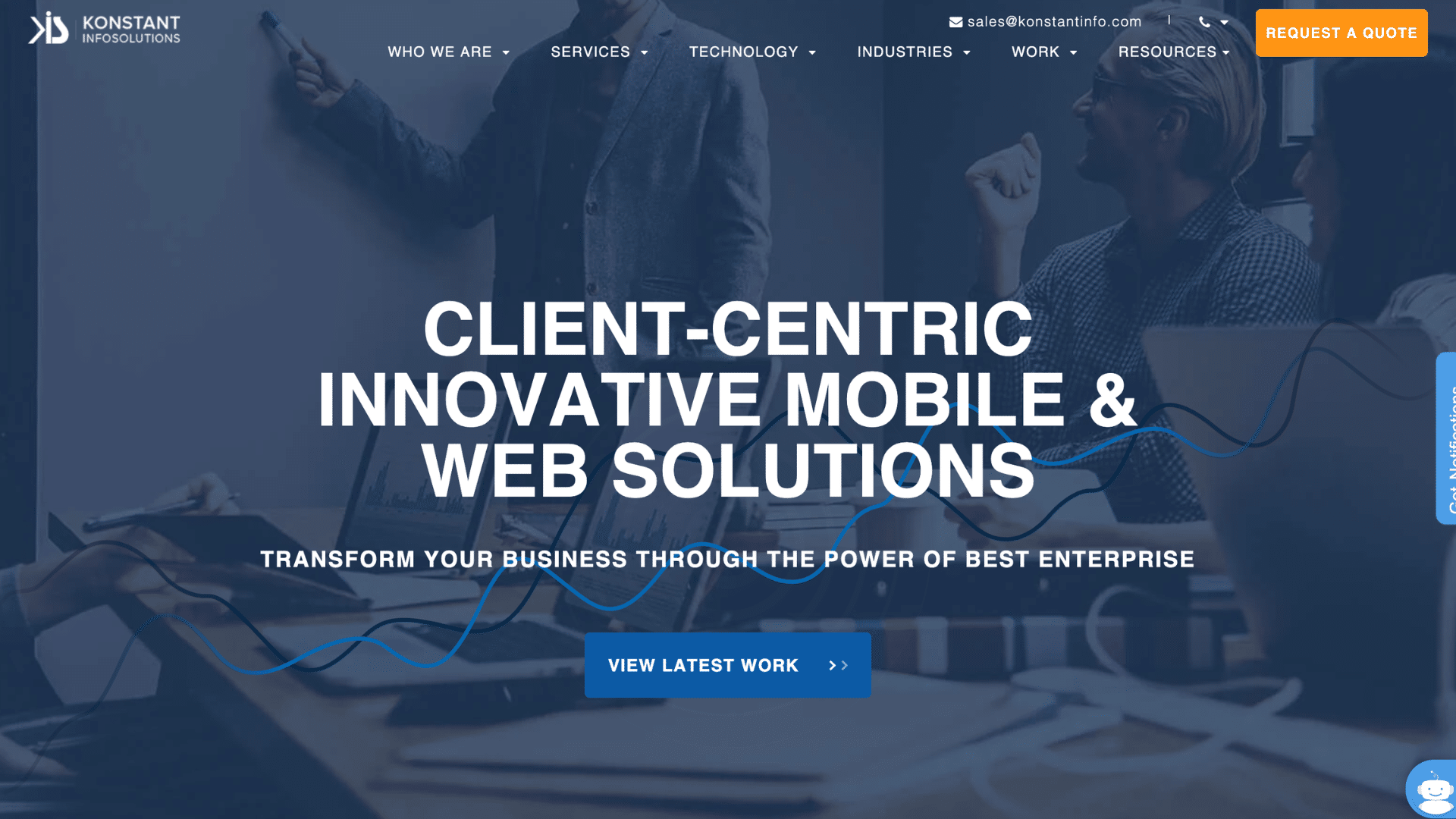 konstant infosolutions homepage offering client-centric mobile and web solutions for android app development