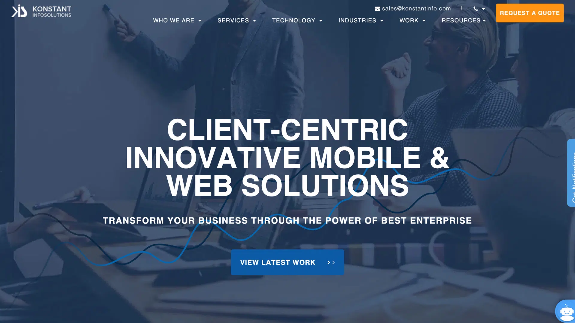 konstant infosolutions homepage offering client-centric mobile and web solutions for android app development