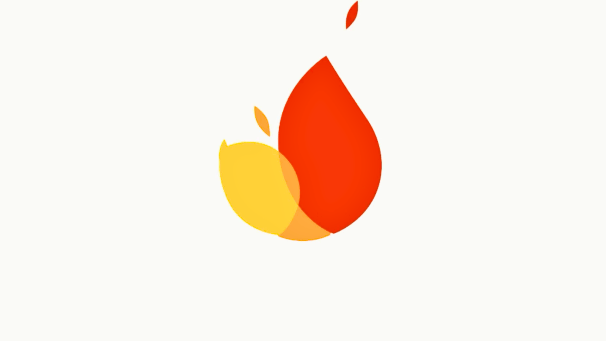 abstract red and yellow flame shapes overlapping on a light gray background simple minimal design centered firebase outage