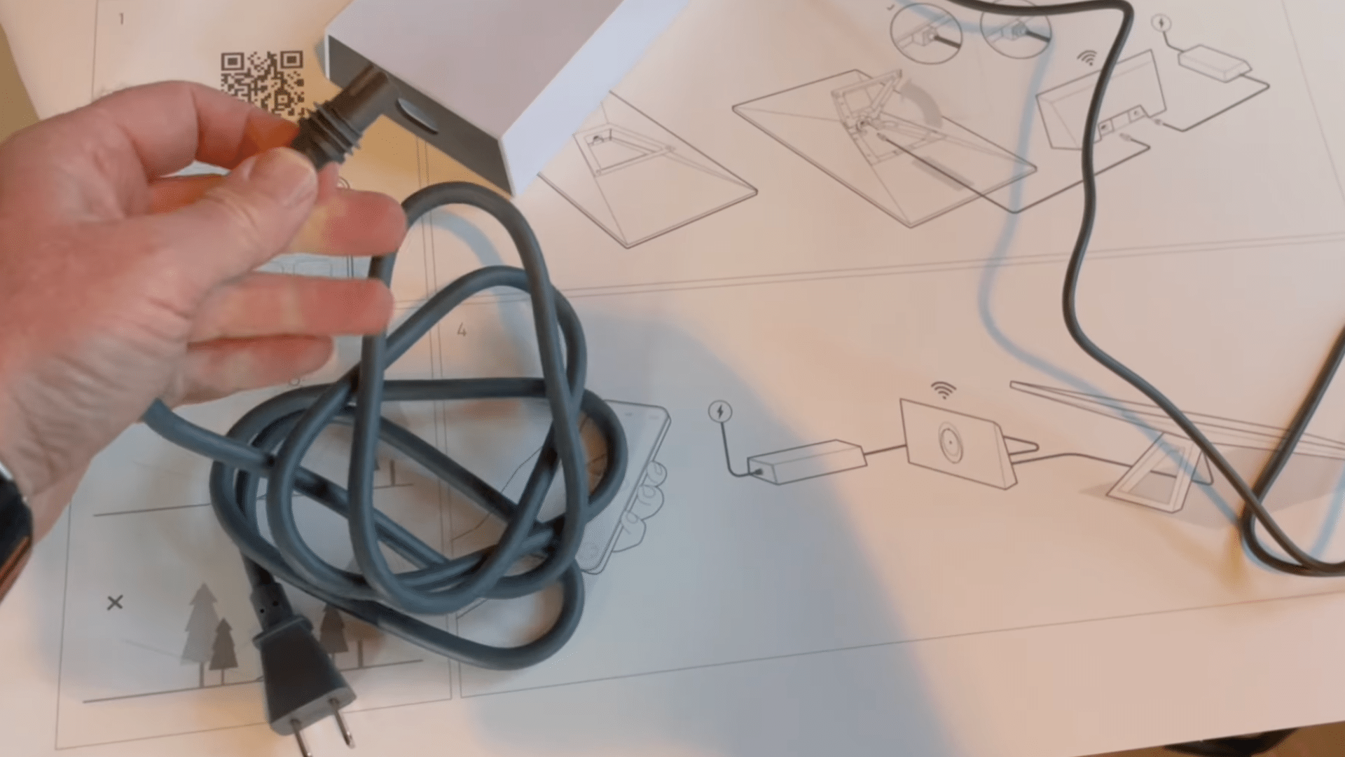 connecting starlink power cable and router on setup guide with wiring instructions displayed