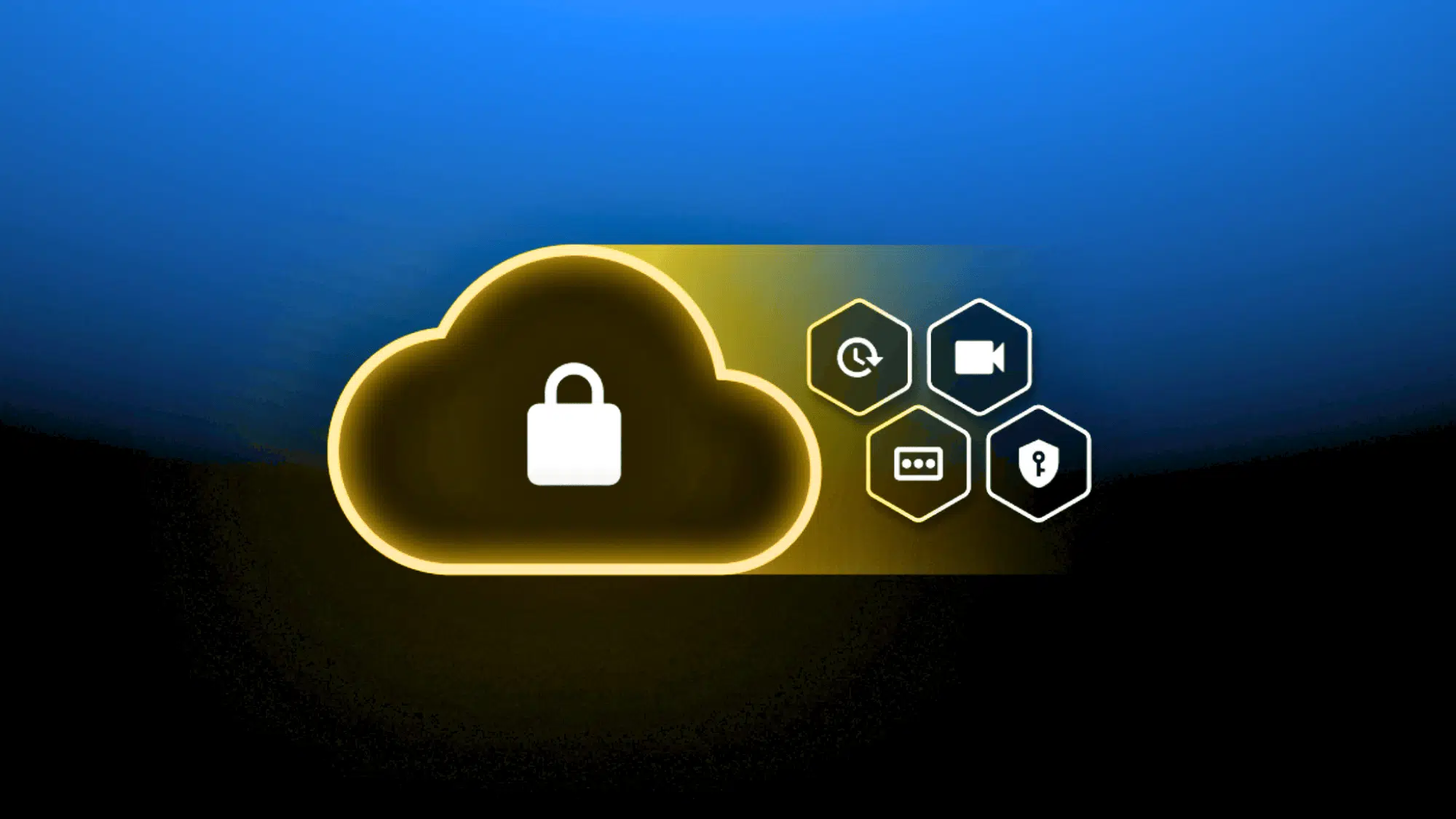 glowing cloud with padlock and security icons on dark background representing cloud native security practices