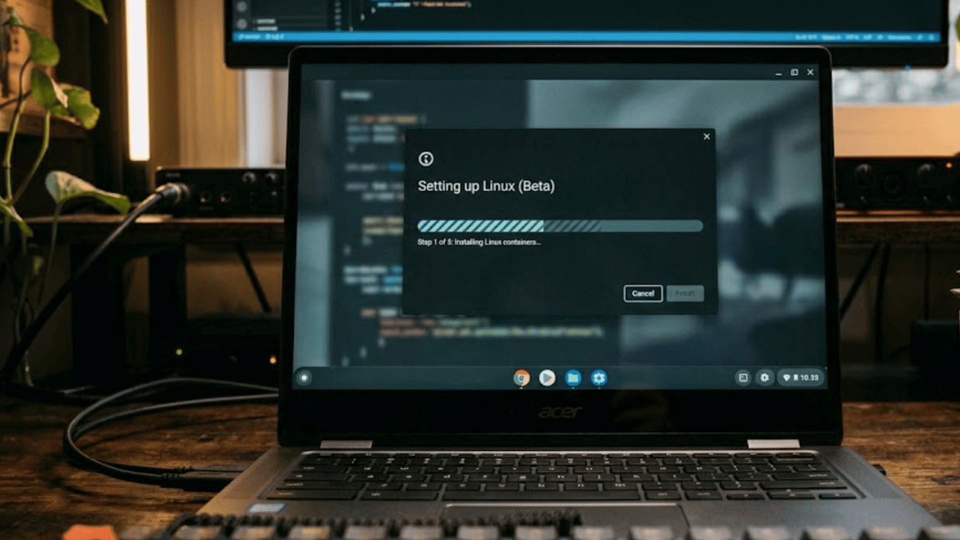 how to install linux on a chromebook with linux beta setup screen open