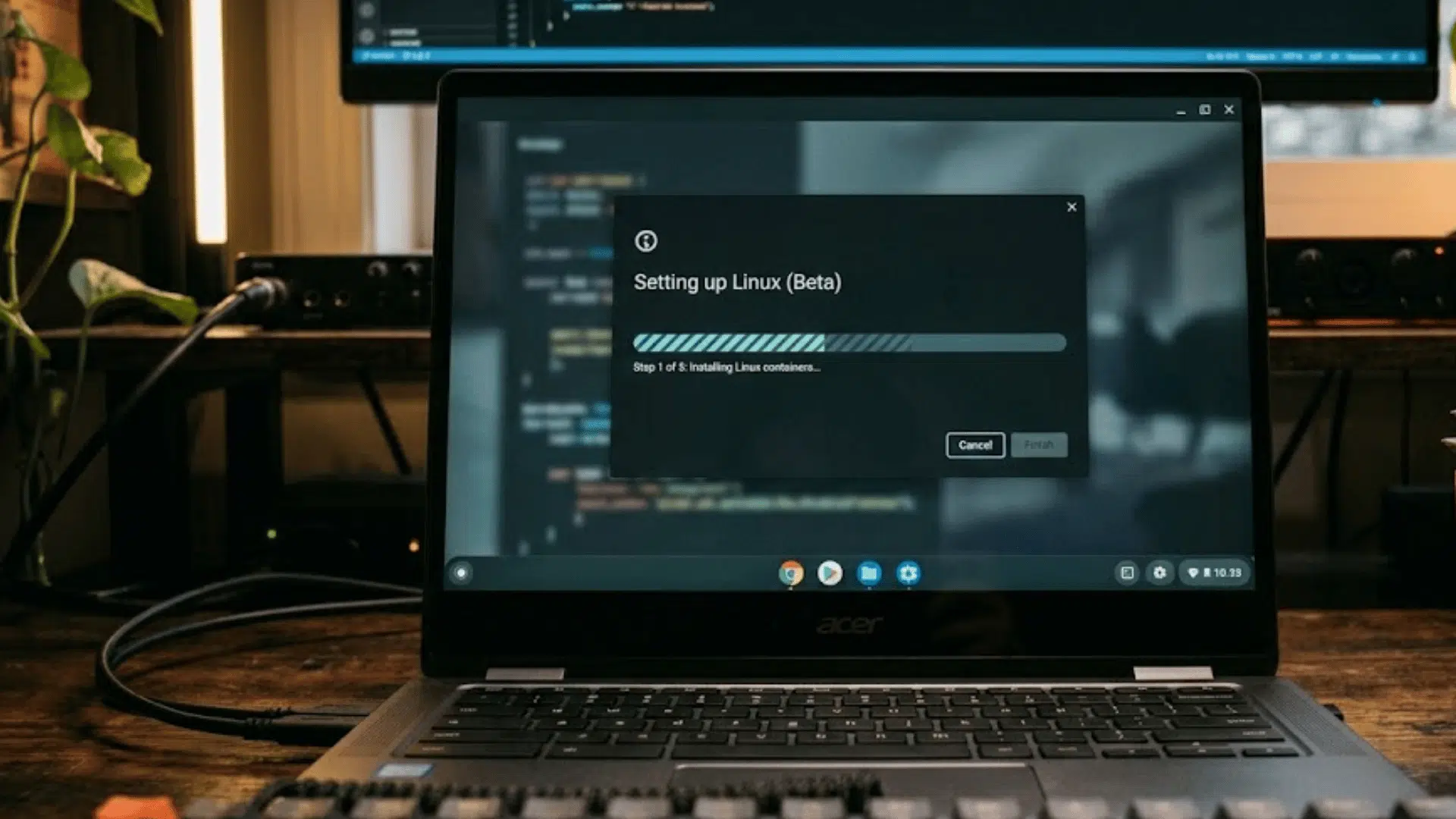 how to install linux on a chromebook with linux beta setup screen open
