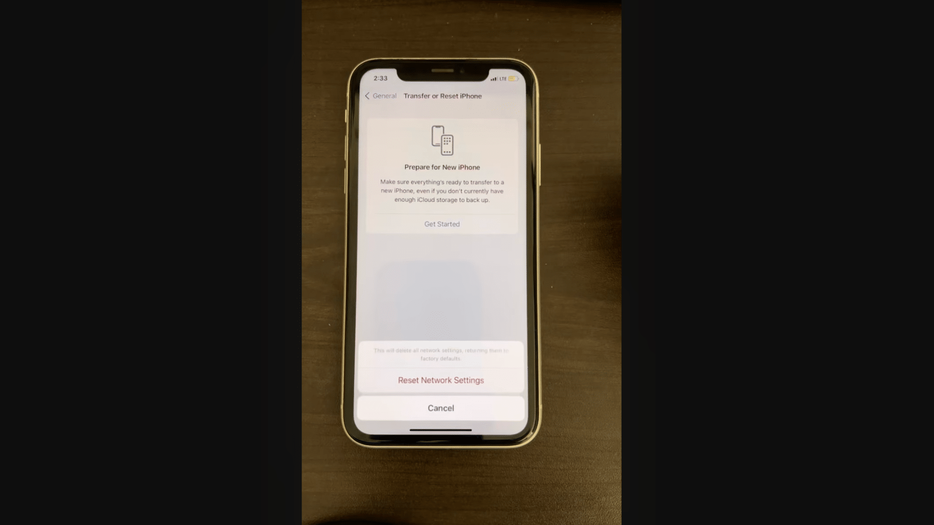 iphone transfer or reset iphone screen showing reset network settings option to fix ssl error iphone