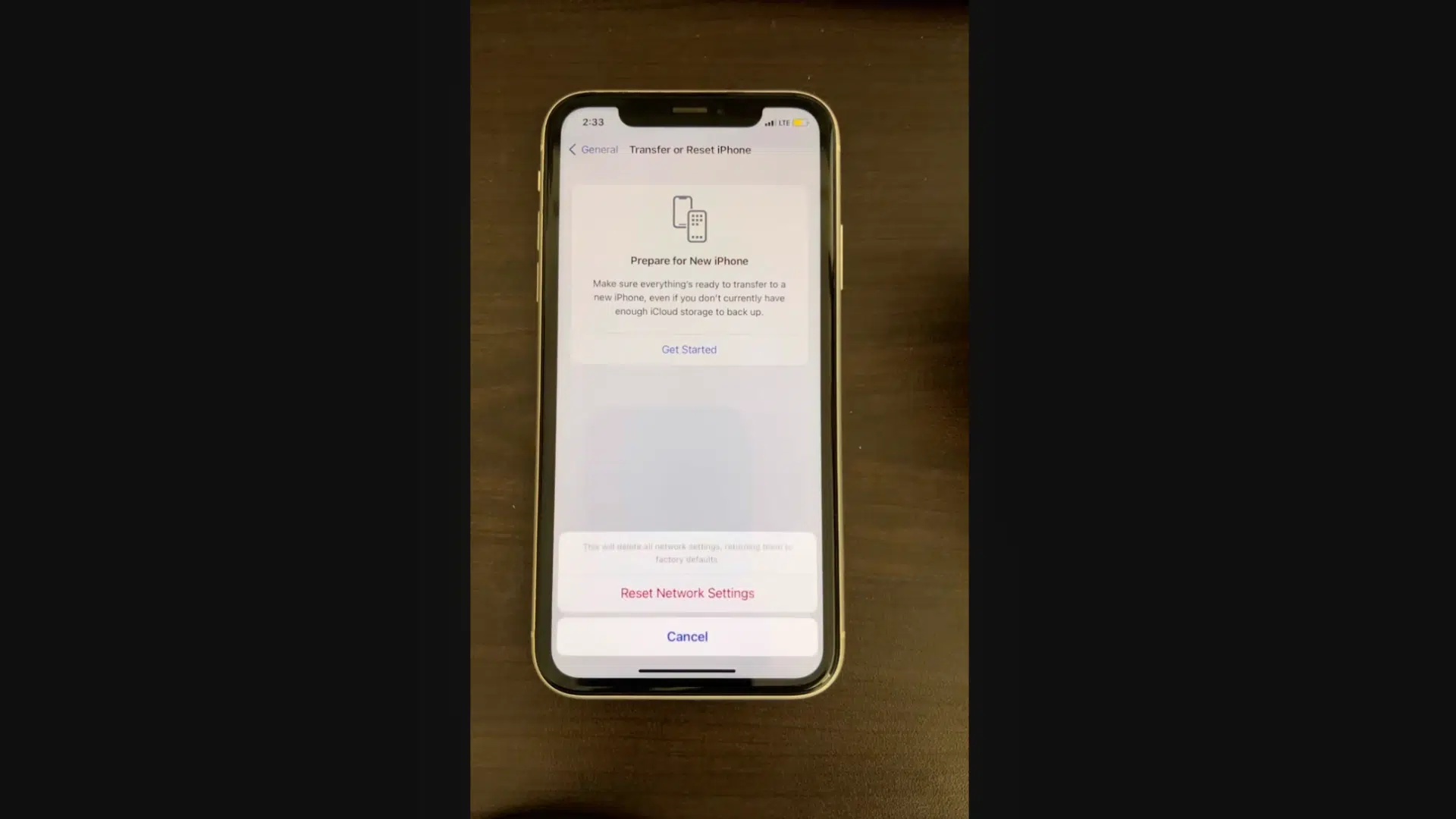 iphone transfer or reset iphone screen showing reset network settings option to fix ssl error iphone