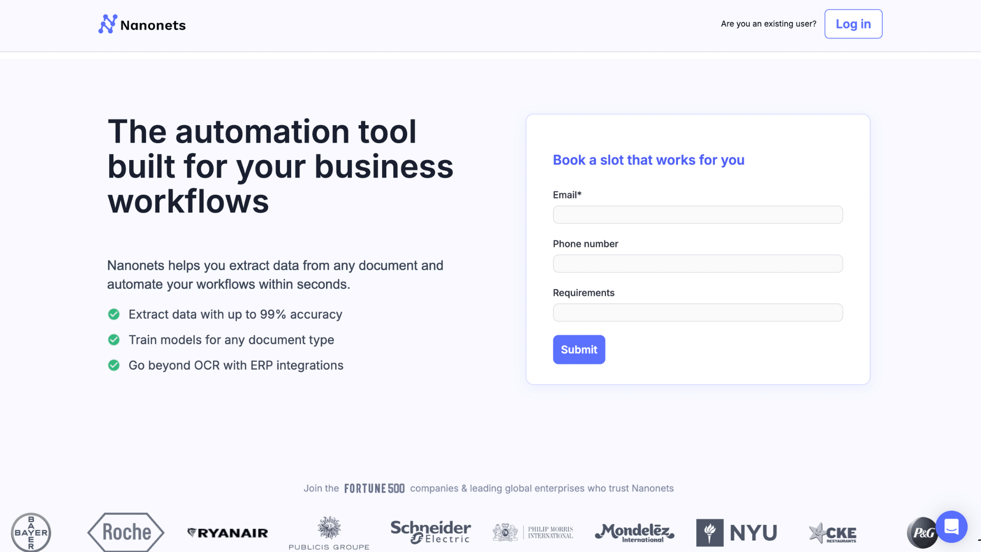 nanonets business process automation software for invoice processing and document workflow automation