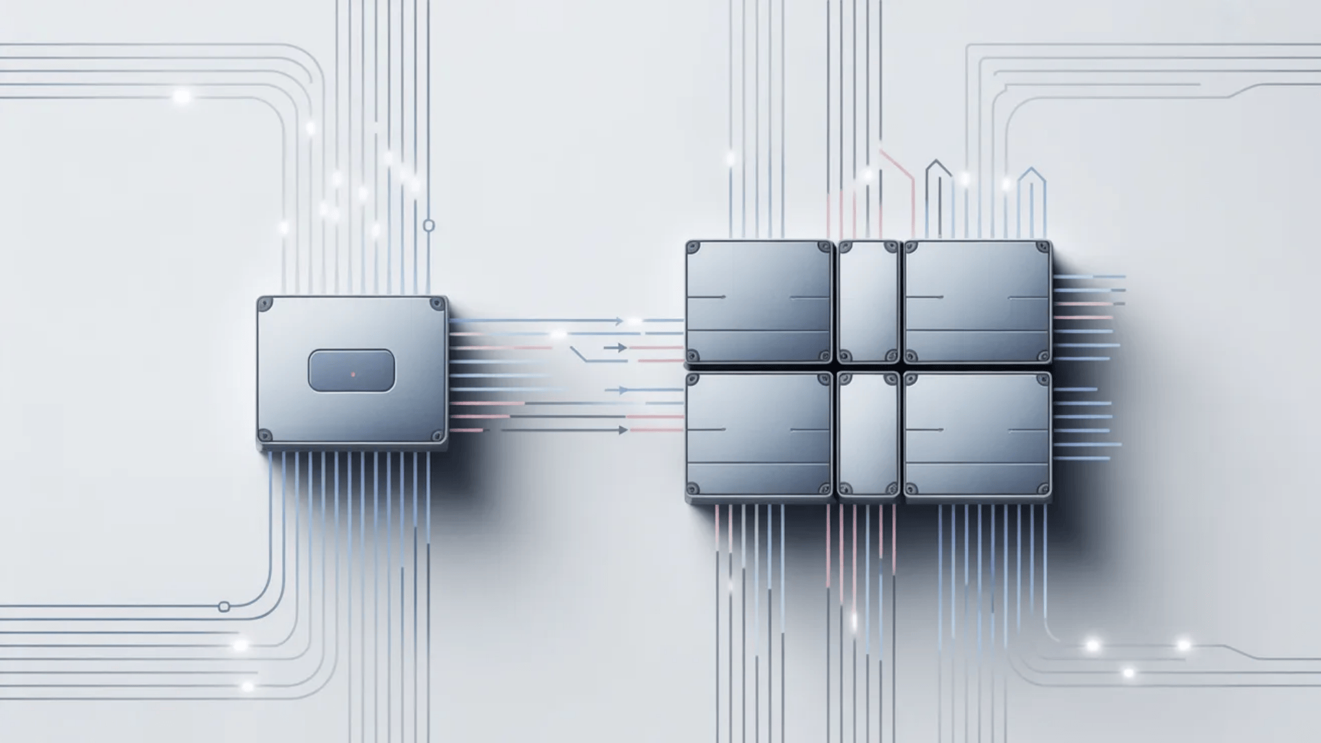 raid diagram showing controller connected to multiple hard drives with data lines