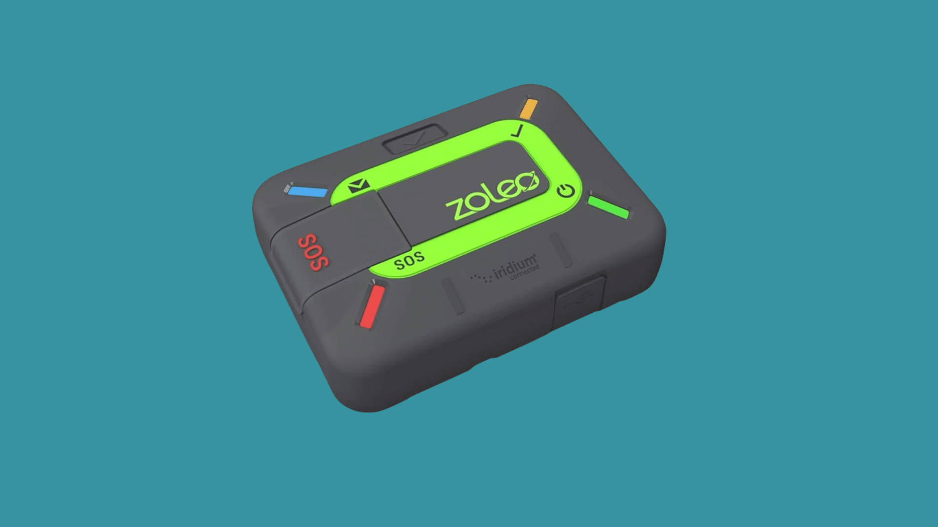 zoleo satellite communicator with bright green controls for emergency messaging and rescue