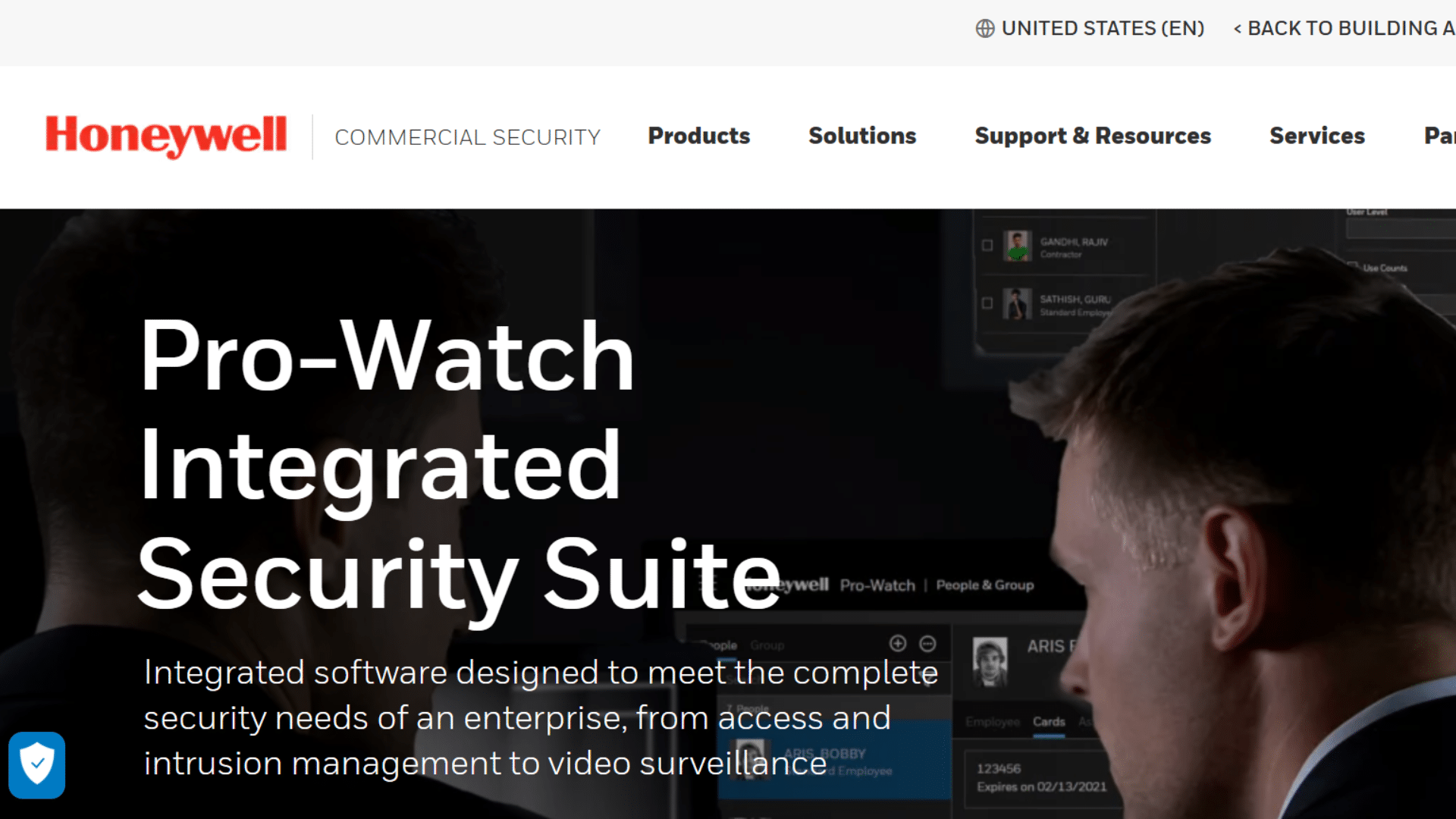 a screenshot of website page of honeywell
