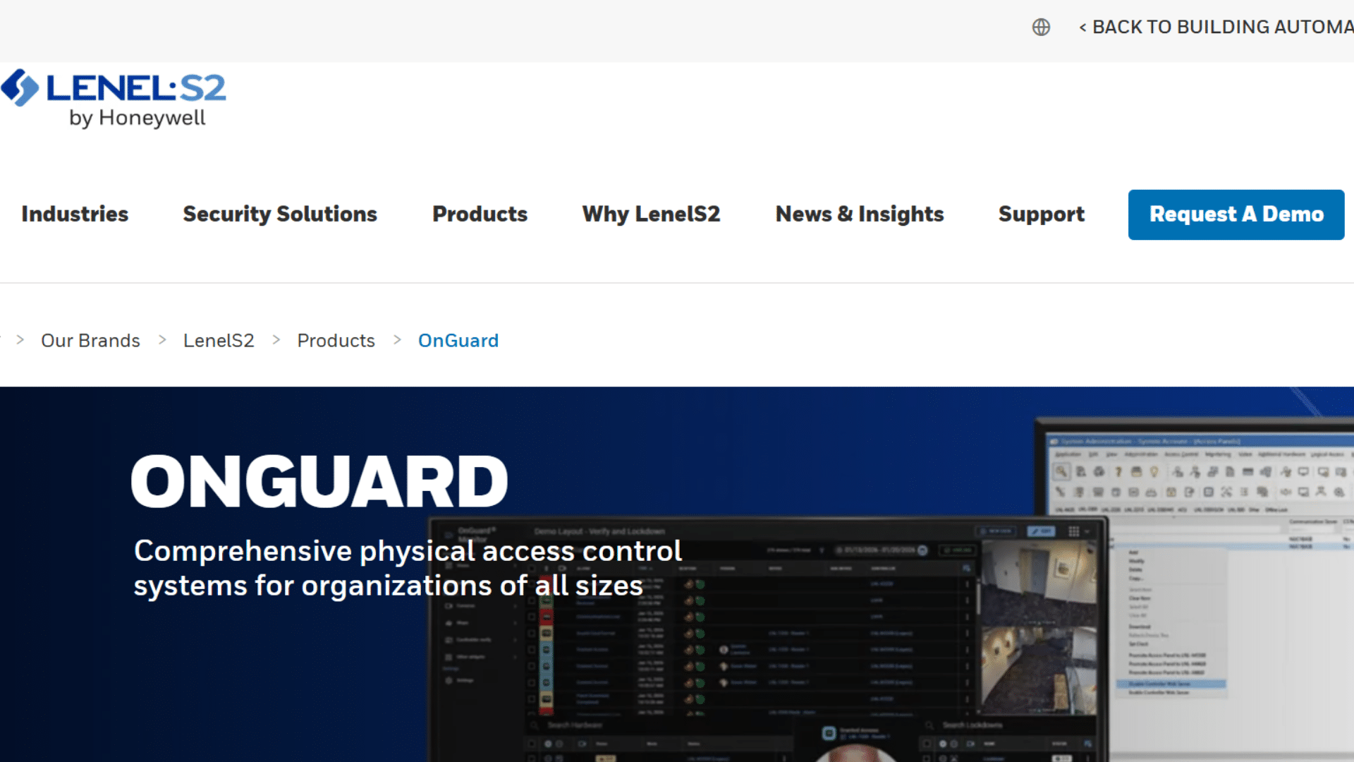 a screenshot of website page of lenel s2