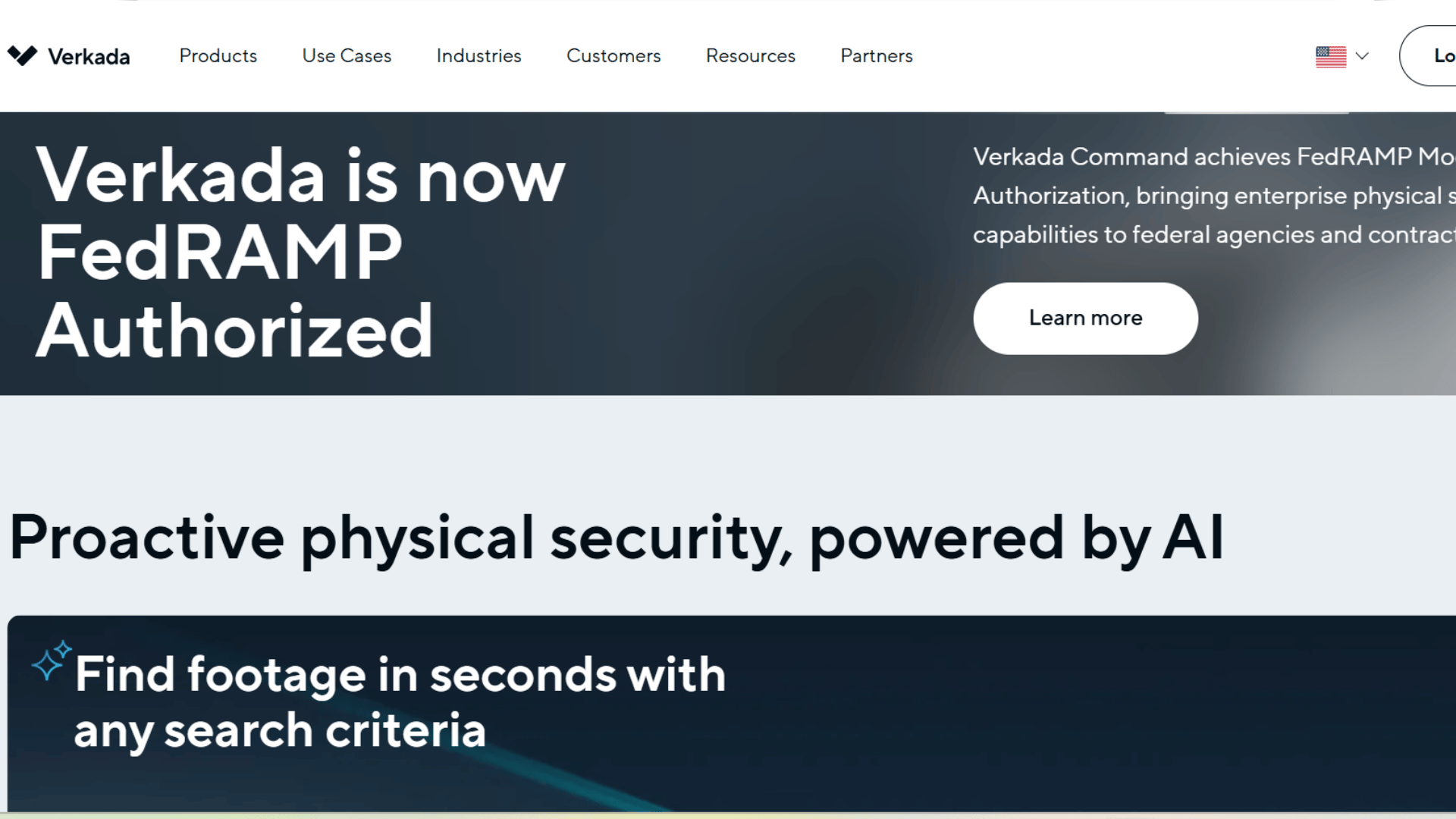 a screenshot of website page of verkada