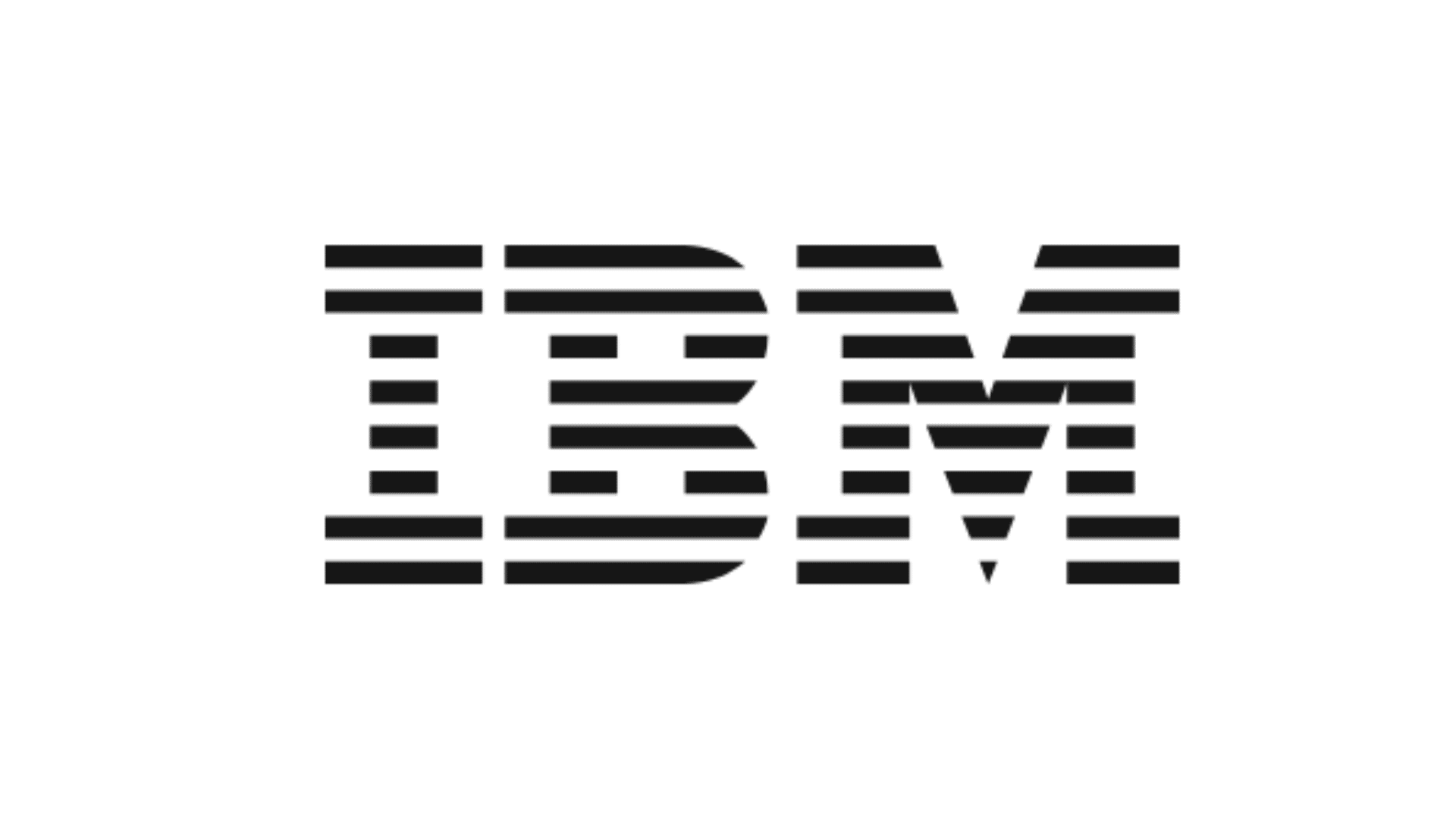ibm logo displayed in black horizontal striped letters on a light gray background with a simple corporate design style
