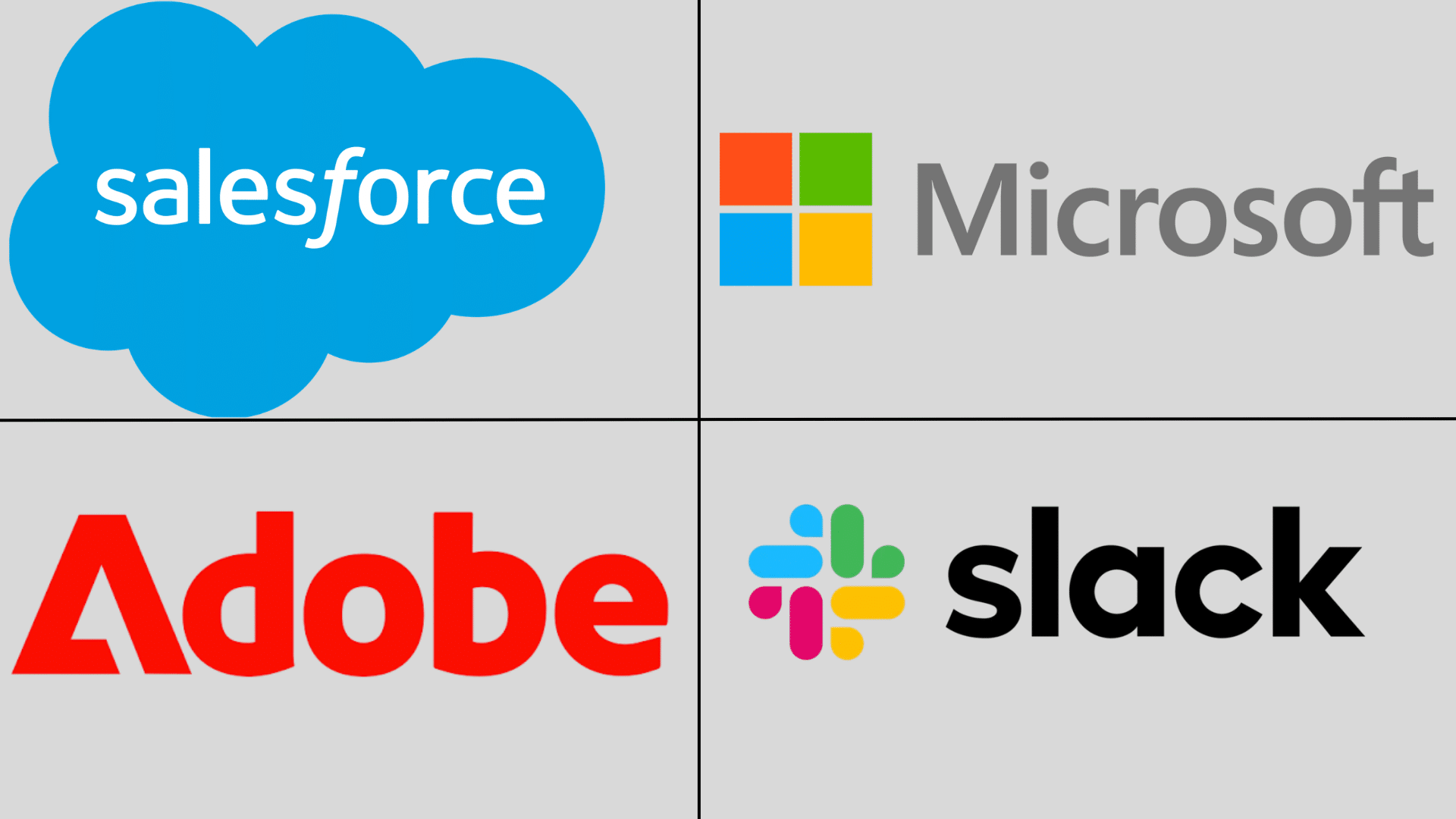 logos of top saas companies including salesforce microsoft adobe and slack displayed
