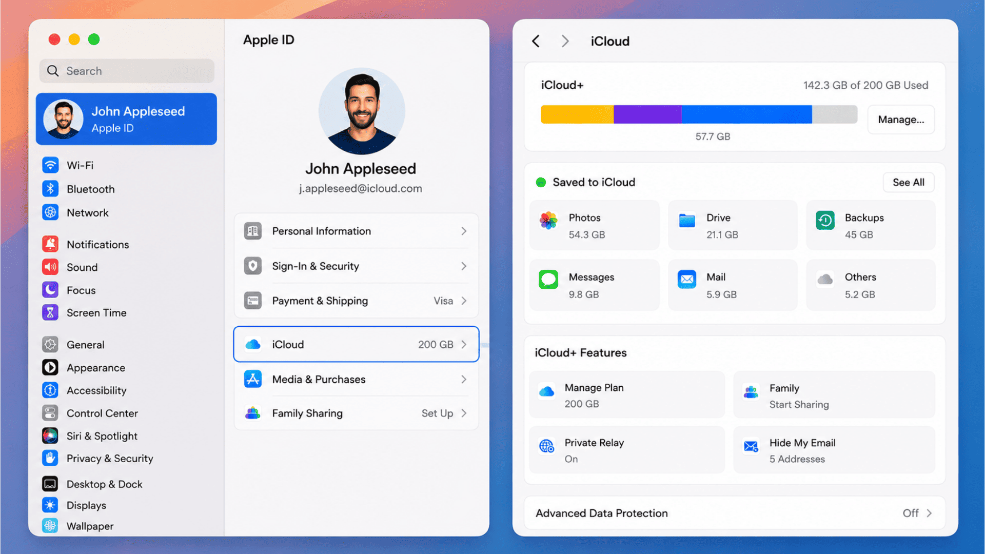 mac icloud settings showing storage usage and storage categories overview (1)