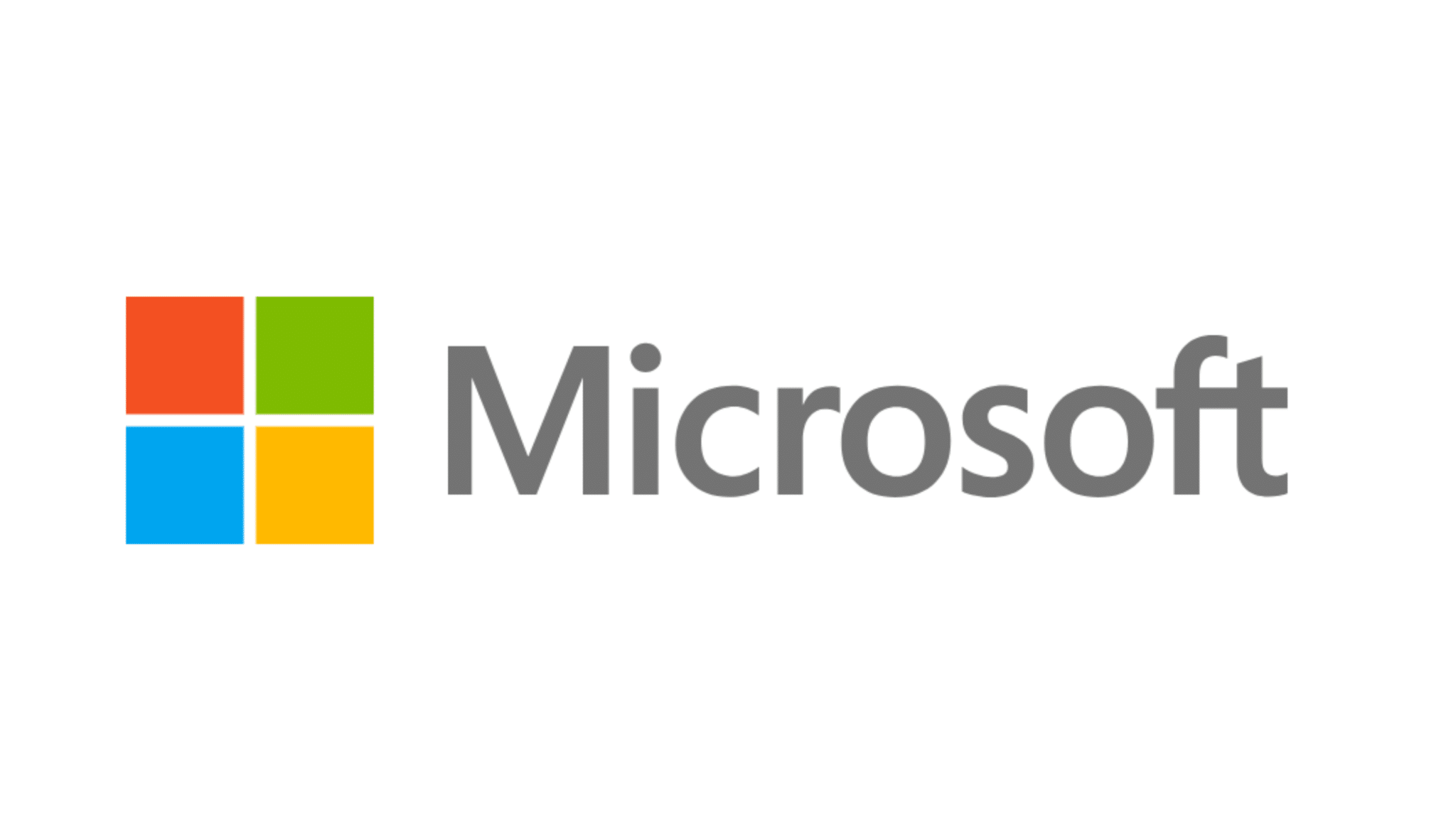 microsoft logo with four colored squares beside gray microsoft text on a light gray background design style