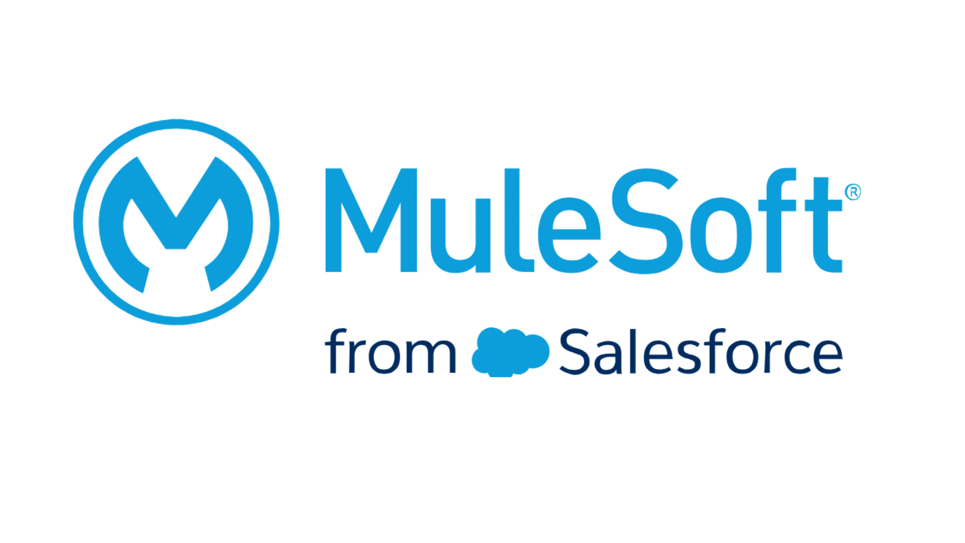 mulesoft logo in blue with circular m icon and salesforce branding text on a light gray background