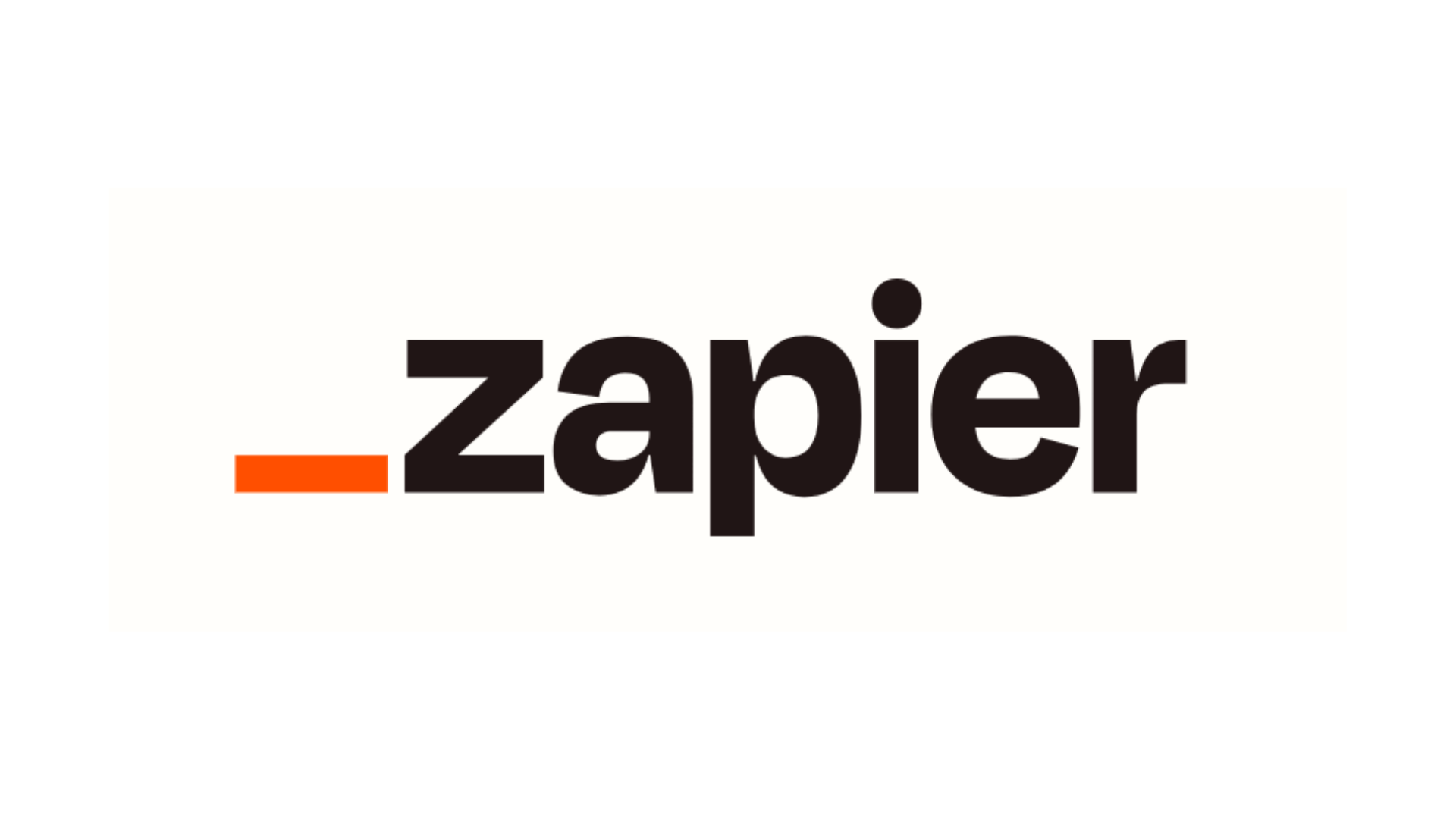 zapier logo with orange underscore symbol followed by bold black zapier text on a light gray background design style