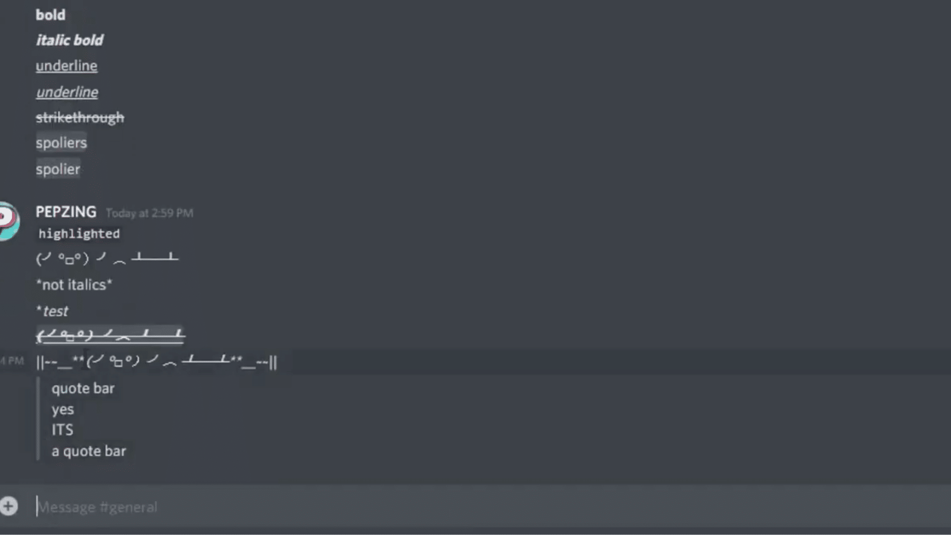 discord tutorial explaining that a single greater than sign creates a quote bar with an example message beneath the heading