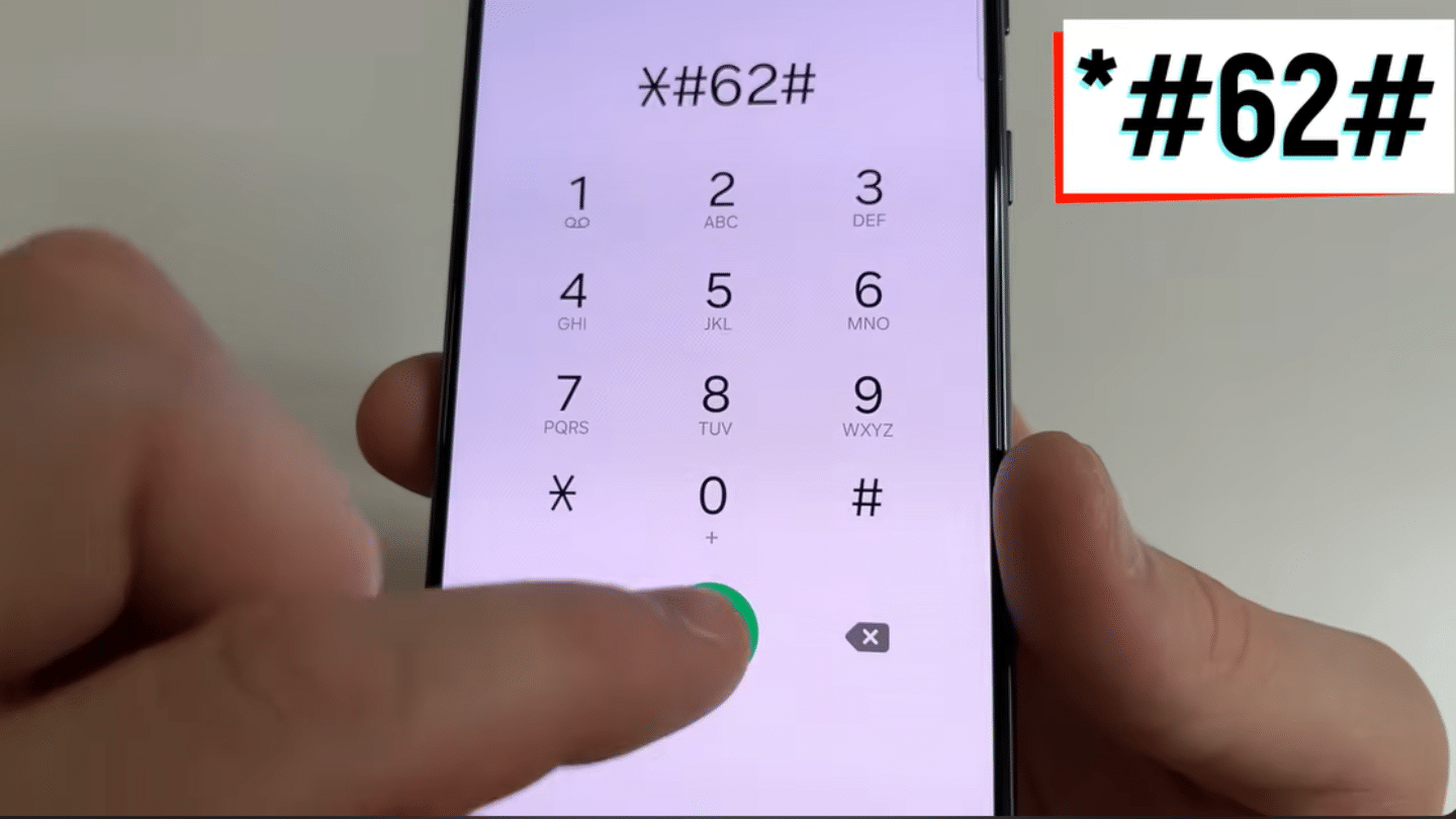 hand dialing code on smartphone keypad screen showing star hash six two hash with finger pressing call button