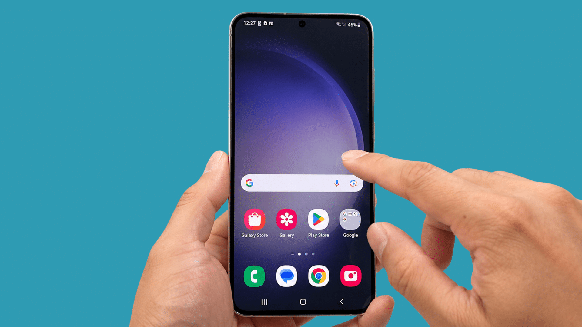 samsung phone home screen before opening settings to begin the network reset process