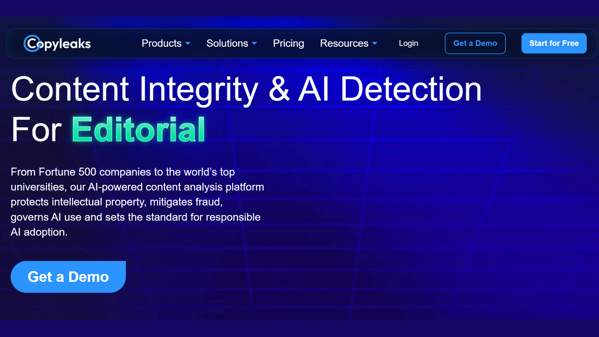 copyleaks ai detector page showing a text checker for identifying possible ai generated writing in academic work