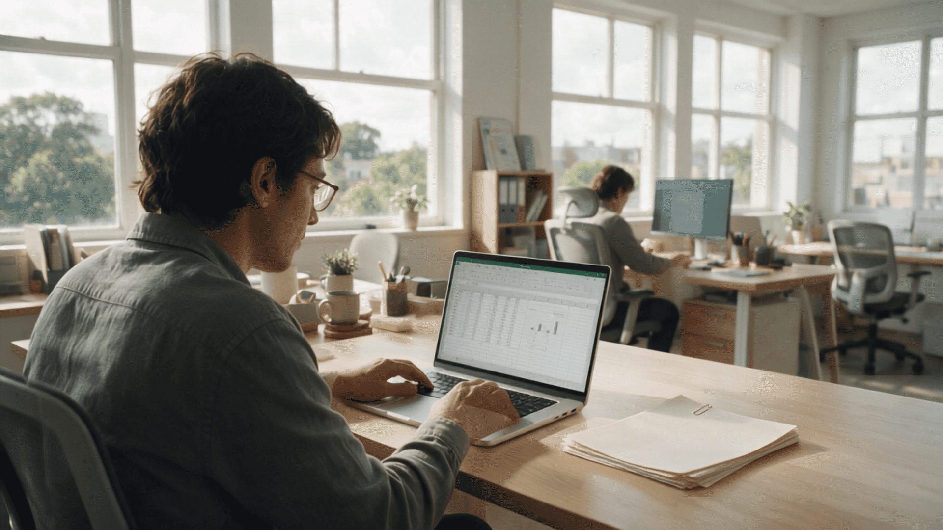 employee managing documents efficiently with less manual paperwork