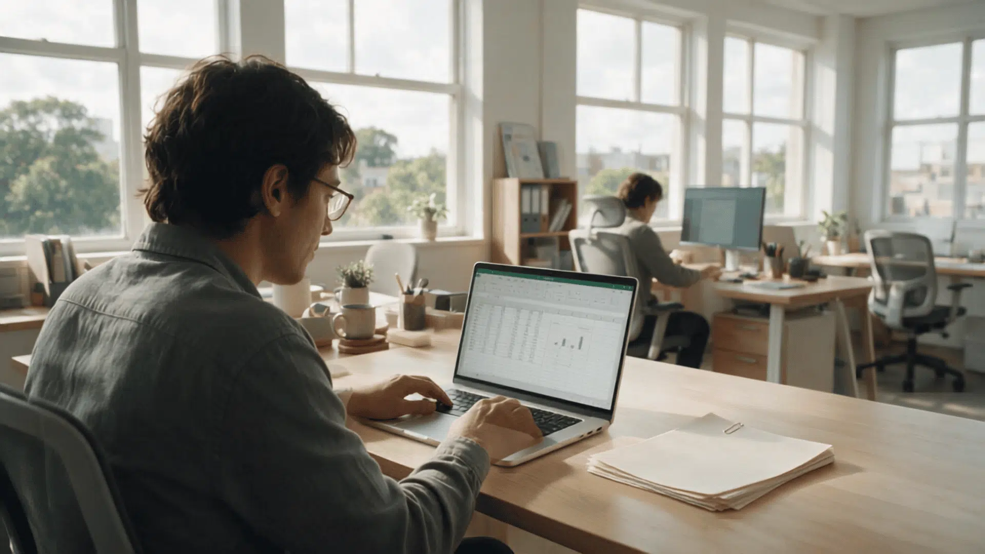 employee managing documents efficiently with less manual paperwork
