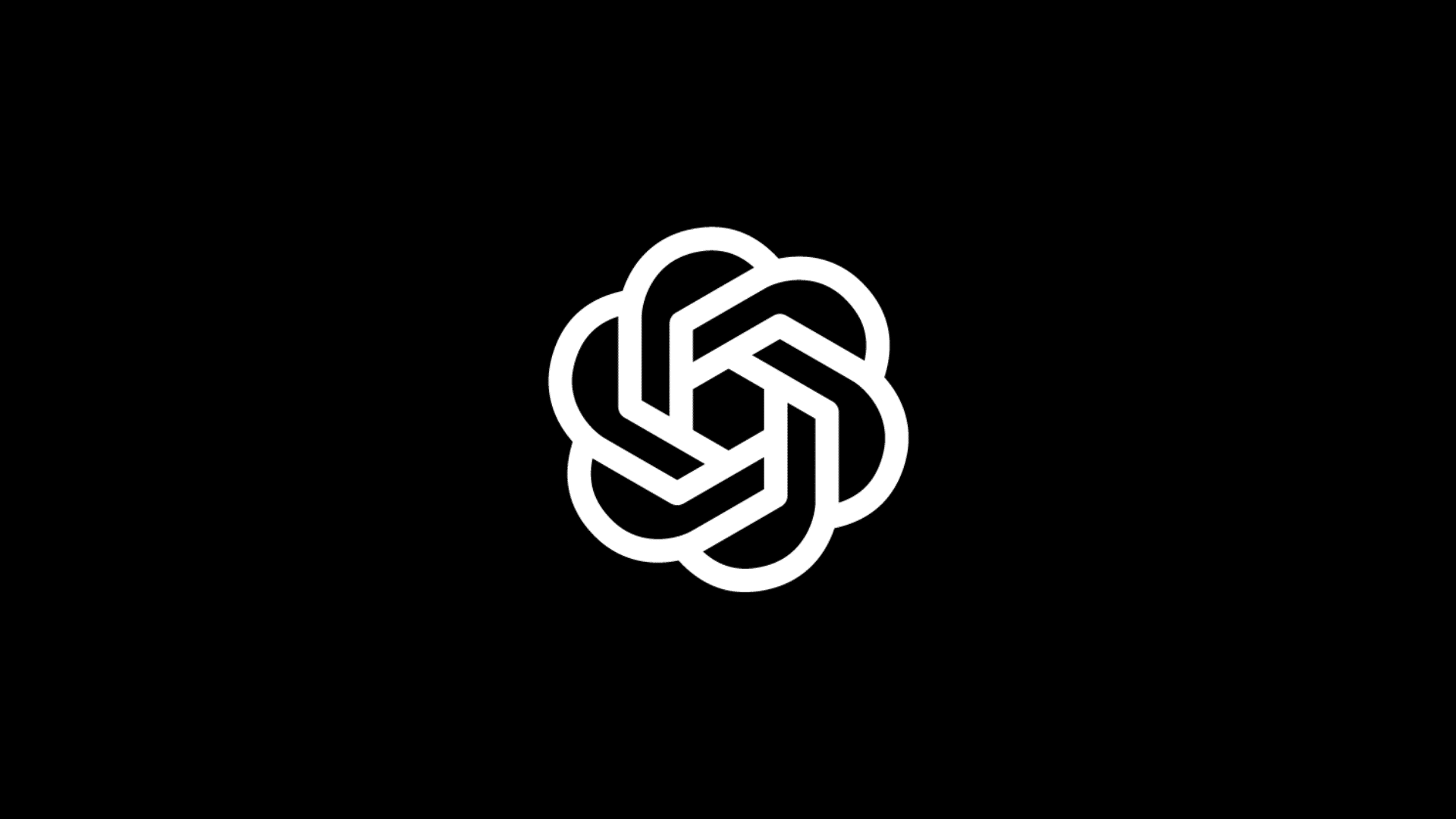 white openai logo centered on a plain black background
