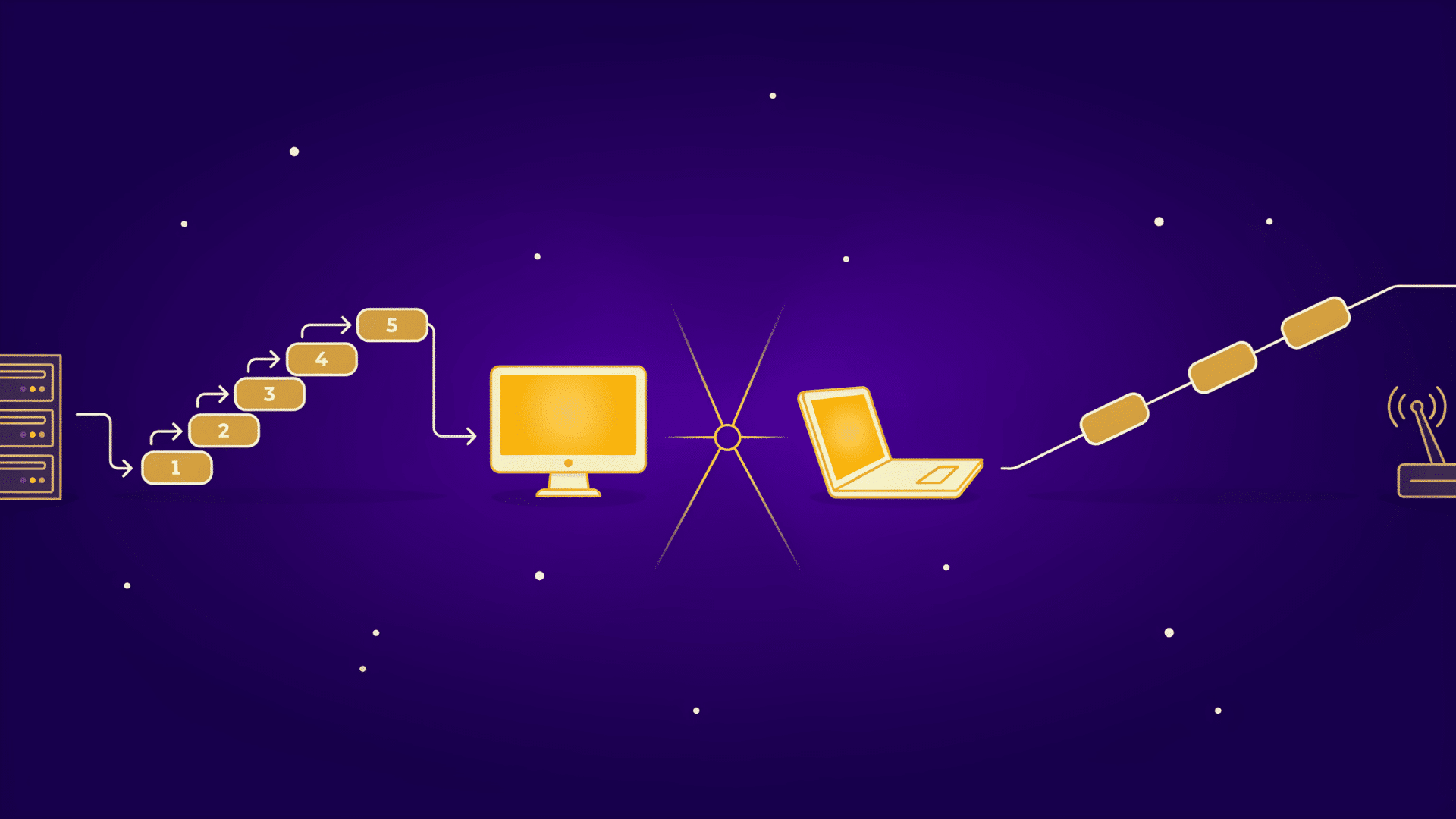 featured vector image comparing tcp and udp with computers servers packets and networks