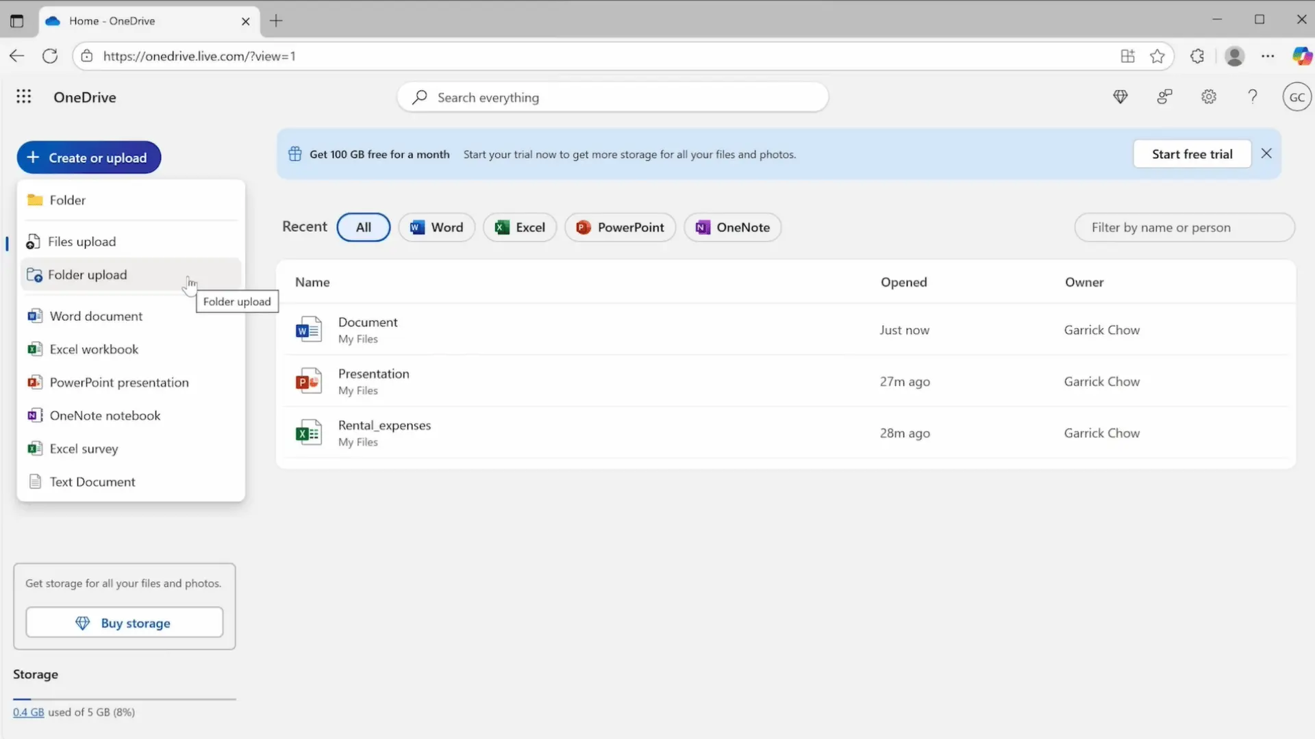 files and folders being added to onedrive and organized into clearly named project folders